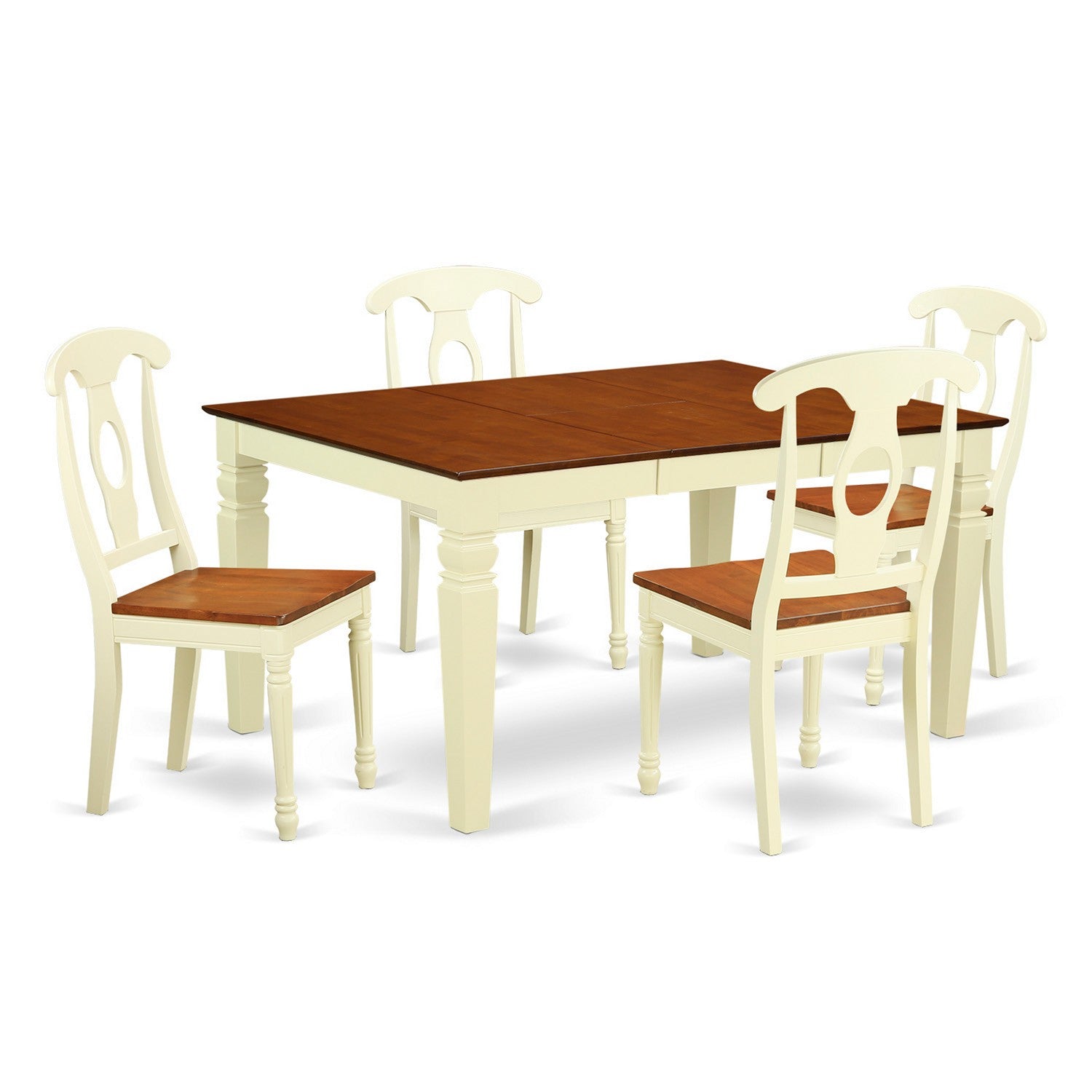 WEKE5-BMK-W 5 Pc Kitchen table set with a Dining Table and 4 Wood Dining Chairs in Buttermilk and Cherry