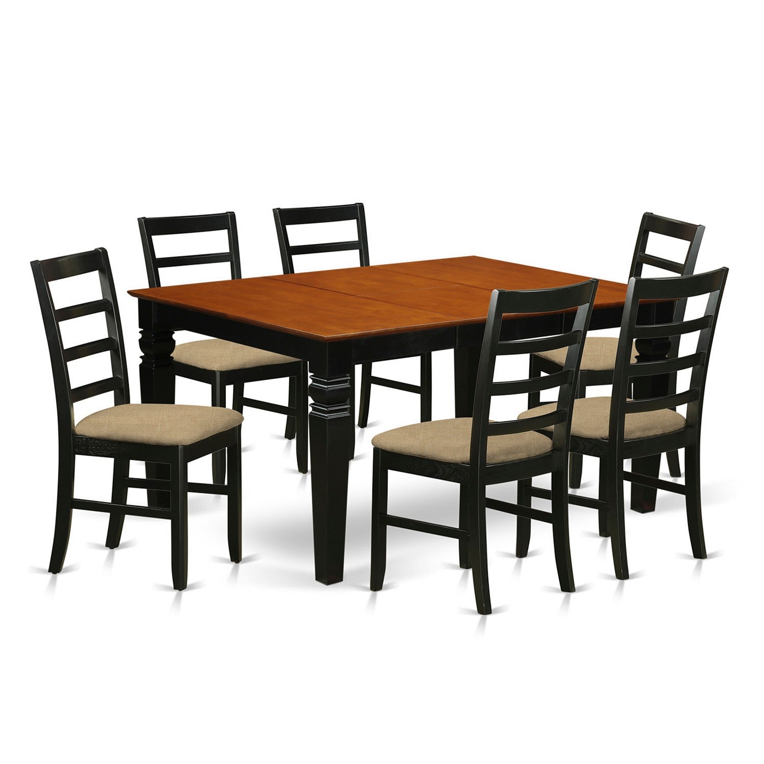 WEPF7-BCH-C 7 Pc Dining set with a Dining Table and 6 Kitchen Chairs in Black