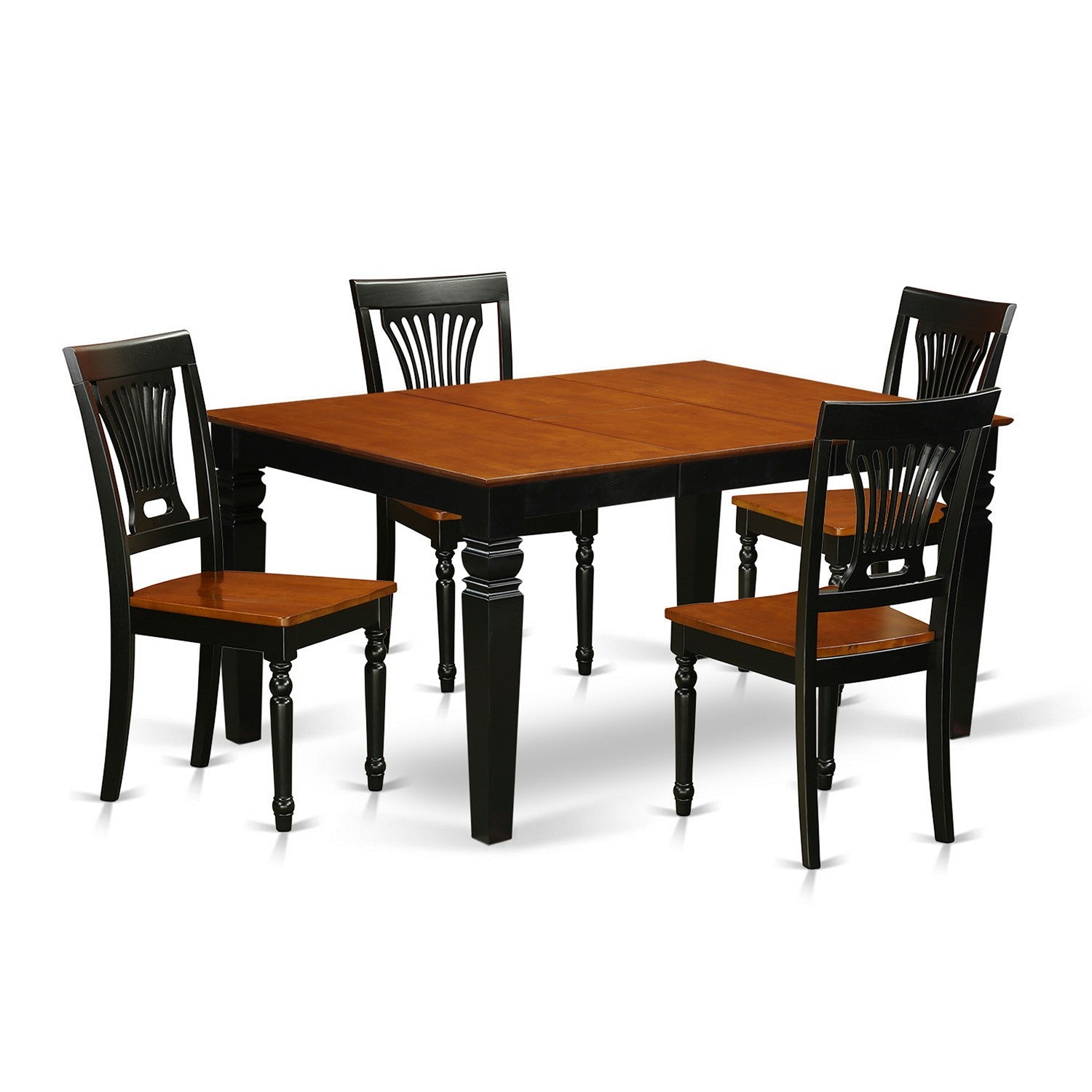Juego de comedor de 5 piezas East West Furniture WEPL5-BCH-W. Incluye una mesa de comedor rectangular con hojas de mariposa y 4 sillas de cocina.