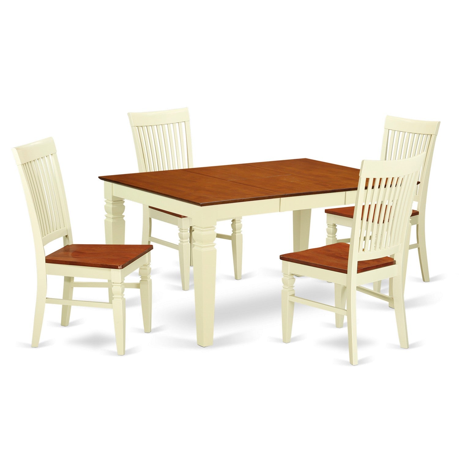 WEST5-BMK-W 5 Pc set with a Rectangle Table and 4 Wood Seat Dinette Chairs in Black and Cherry