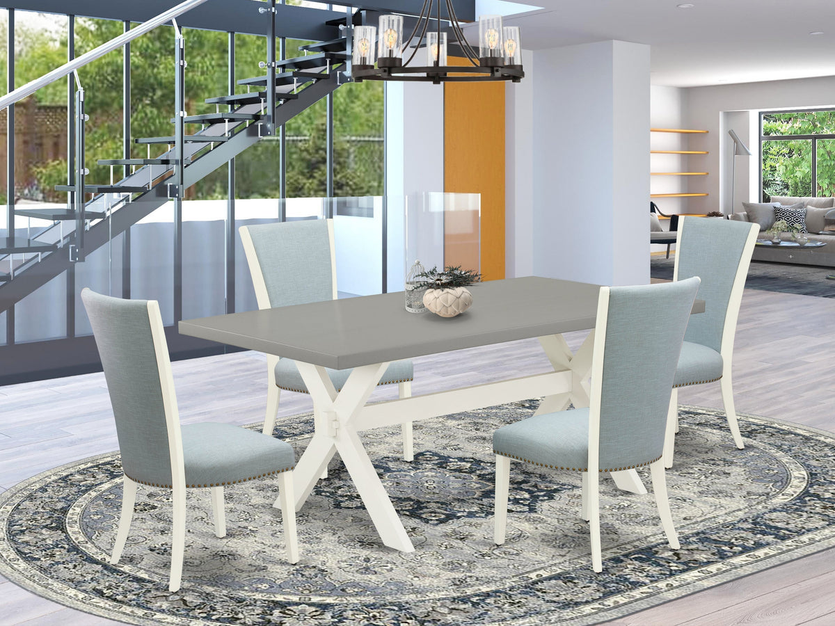 East West Furniture X097VE215-5 5 Piece Dining Table Set for 4 Include – East West Furniture Direct East West Furniture X097VE215-5 5 Piece Dining Table Set for 4 Include – East West Furniture Direct