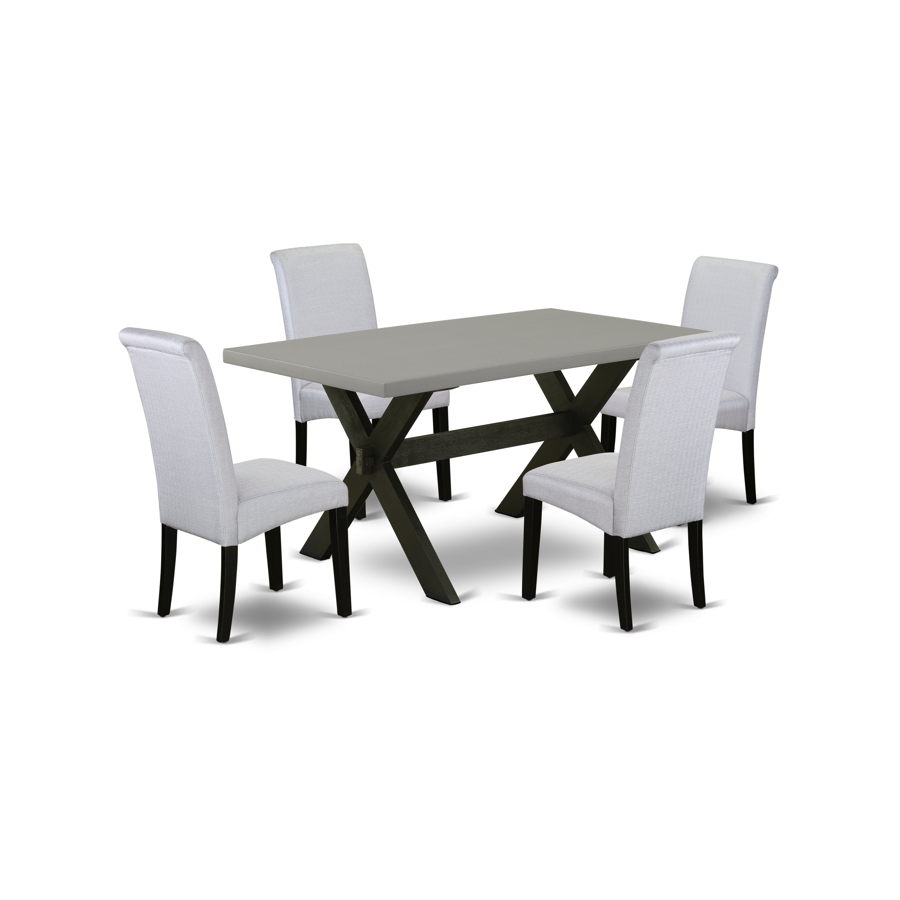 EAST WEST FURNITURE - X696BA105-5 - 5-Pc Dining Room Set - 4 Mid Century Dining Chairs and 1 Dining Table (Wire Brushed Black Finish)