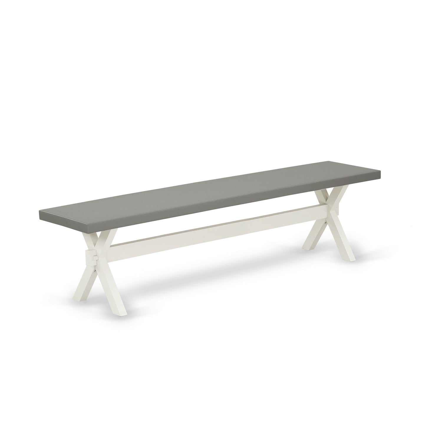 East West Furniture X2-097 3 Piece Table Set - 1 Dining Room Table and 2 Bench for Dining Room Table - Stable and Sturdy Construction - Cement Table top and linen white base Finish