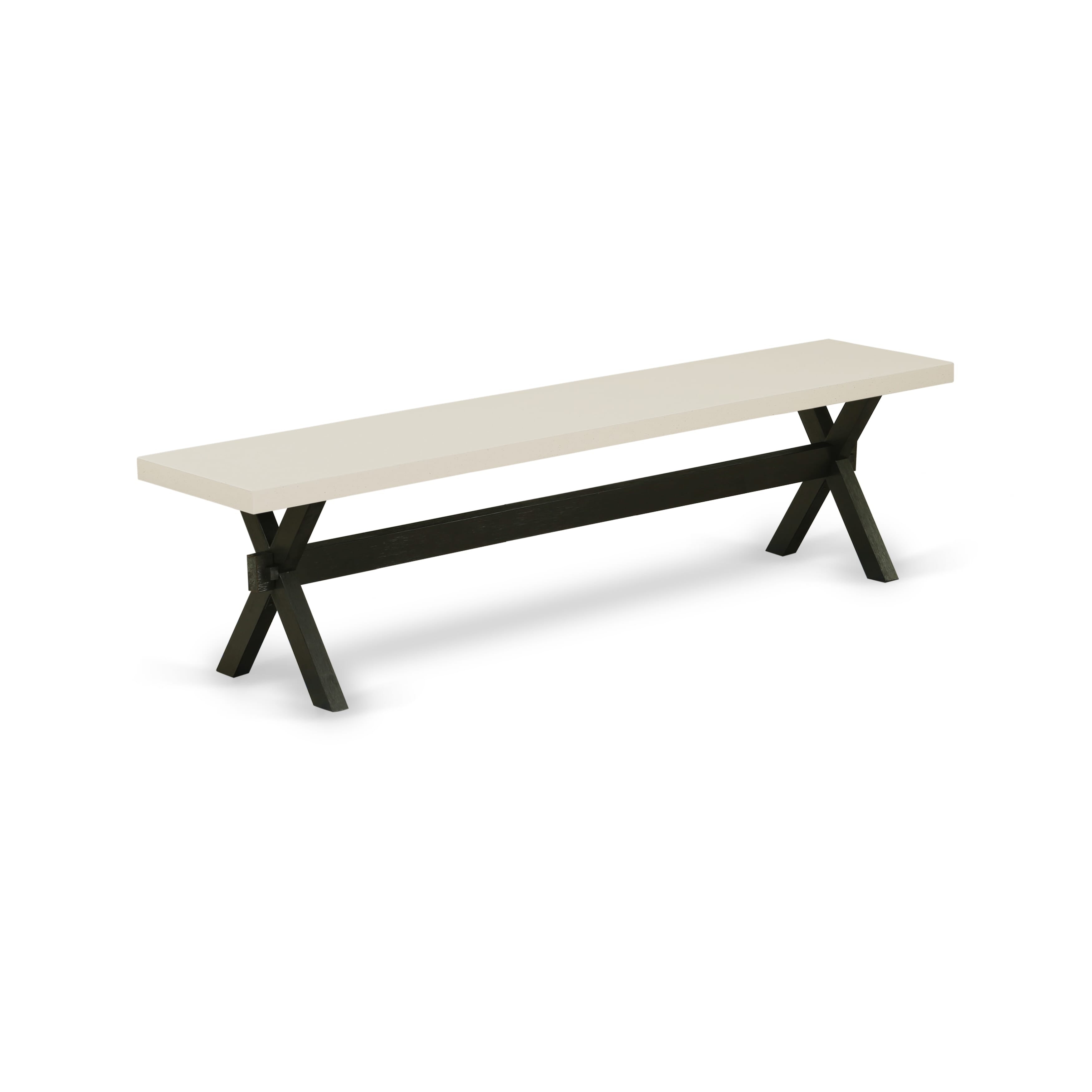 X-Style 15x72 in Dining Bench with Wirebrushed Black Leg and Linen White Top finish