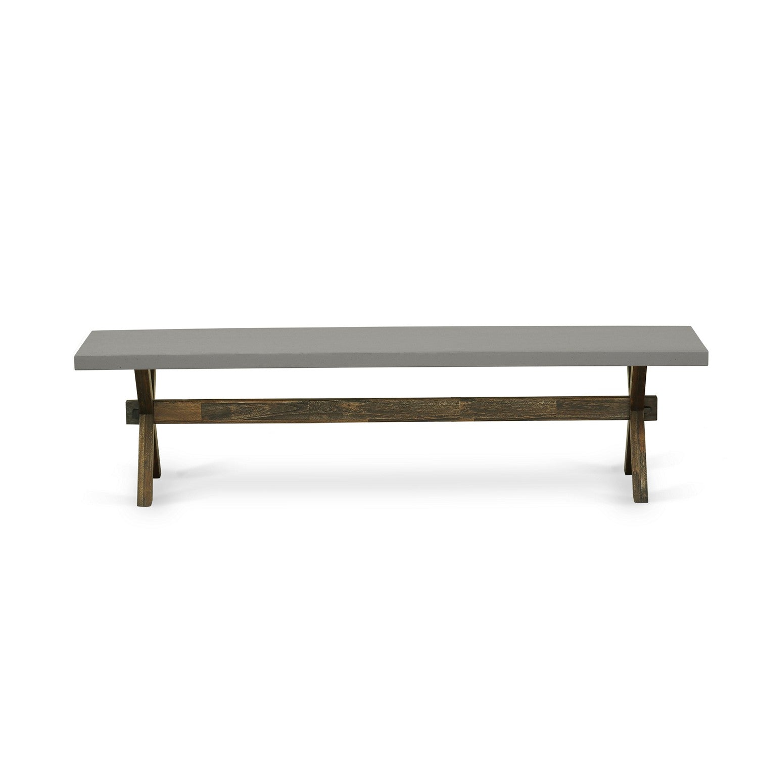 East West Furniture X2-797 3 Piece Kitchen Set - 1 Dining Room Table and 2 Wood Bench - Stable and Sturdy Constructed - Cement Table top and Distressed Jacobean base Finish