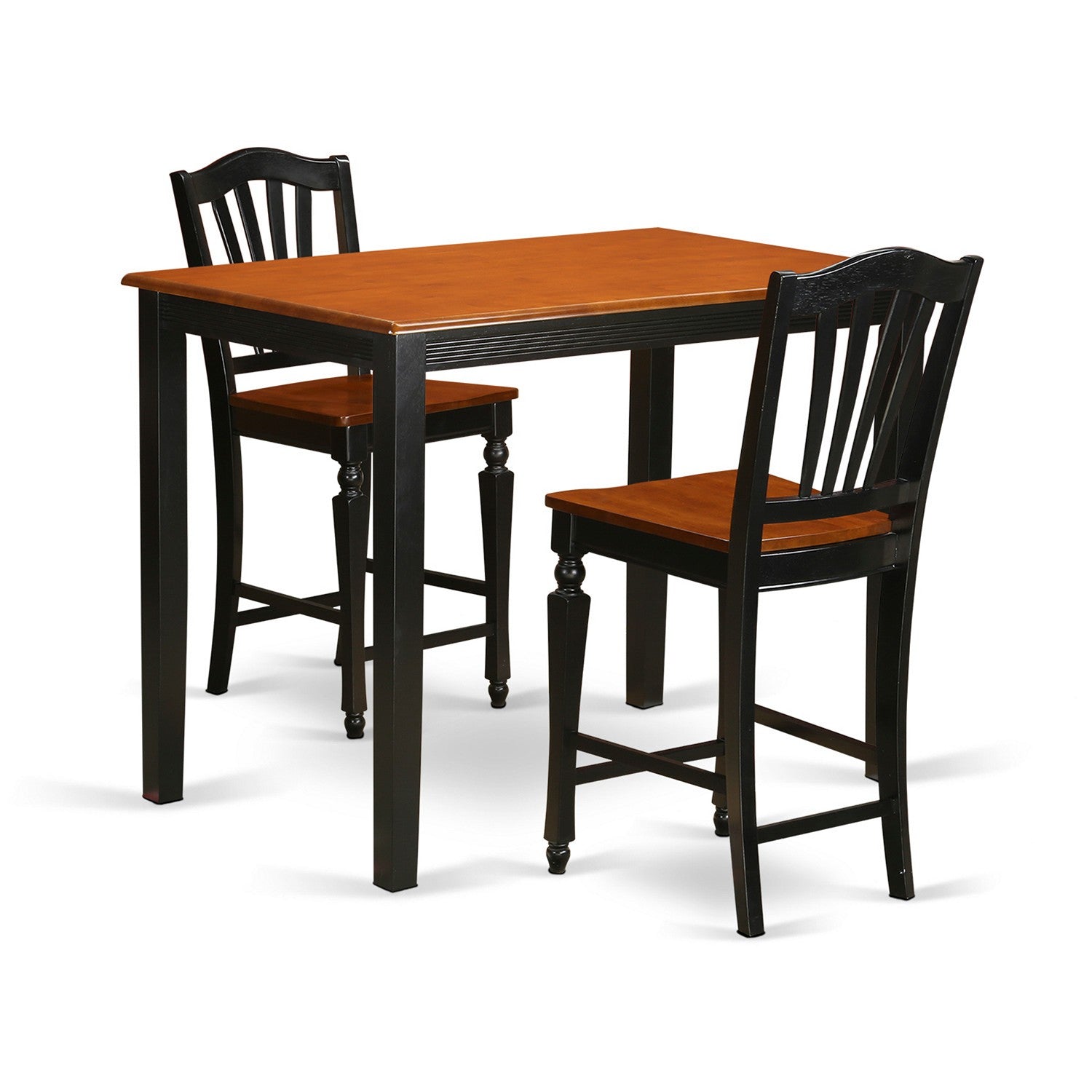 YACH3-BLK-W 3 Pcpub Table set-pub Table and 2 bar stools