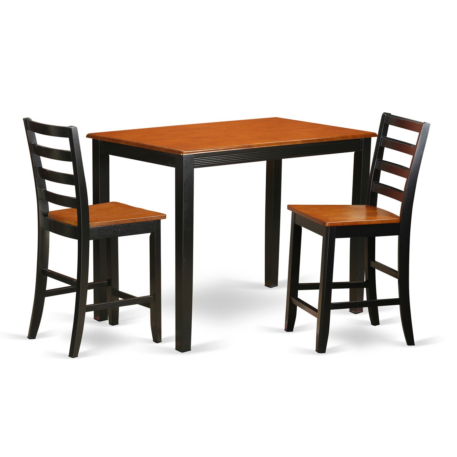 Juego de encimera de cocina de 3 piezas East West Furniture YAFA3-BLK-W para espacios pequeños. Contiene una mesa de comedor rectangular y 2 sillas de comedor.