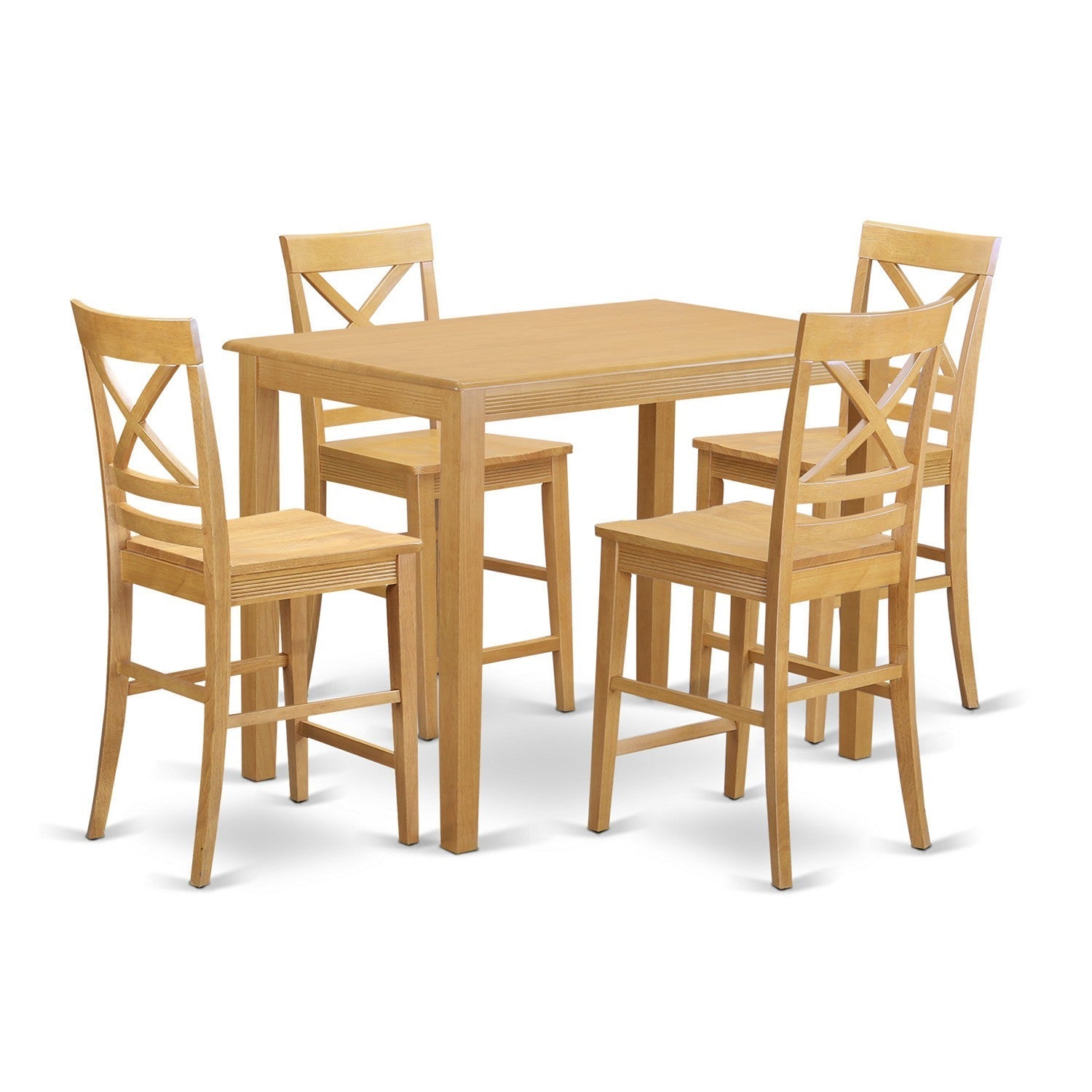 YAQU5-OAK-W 5 Pc counter height pub set-pub Table and 4 counter height Dining chair