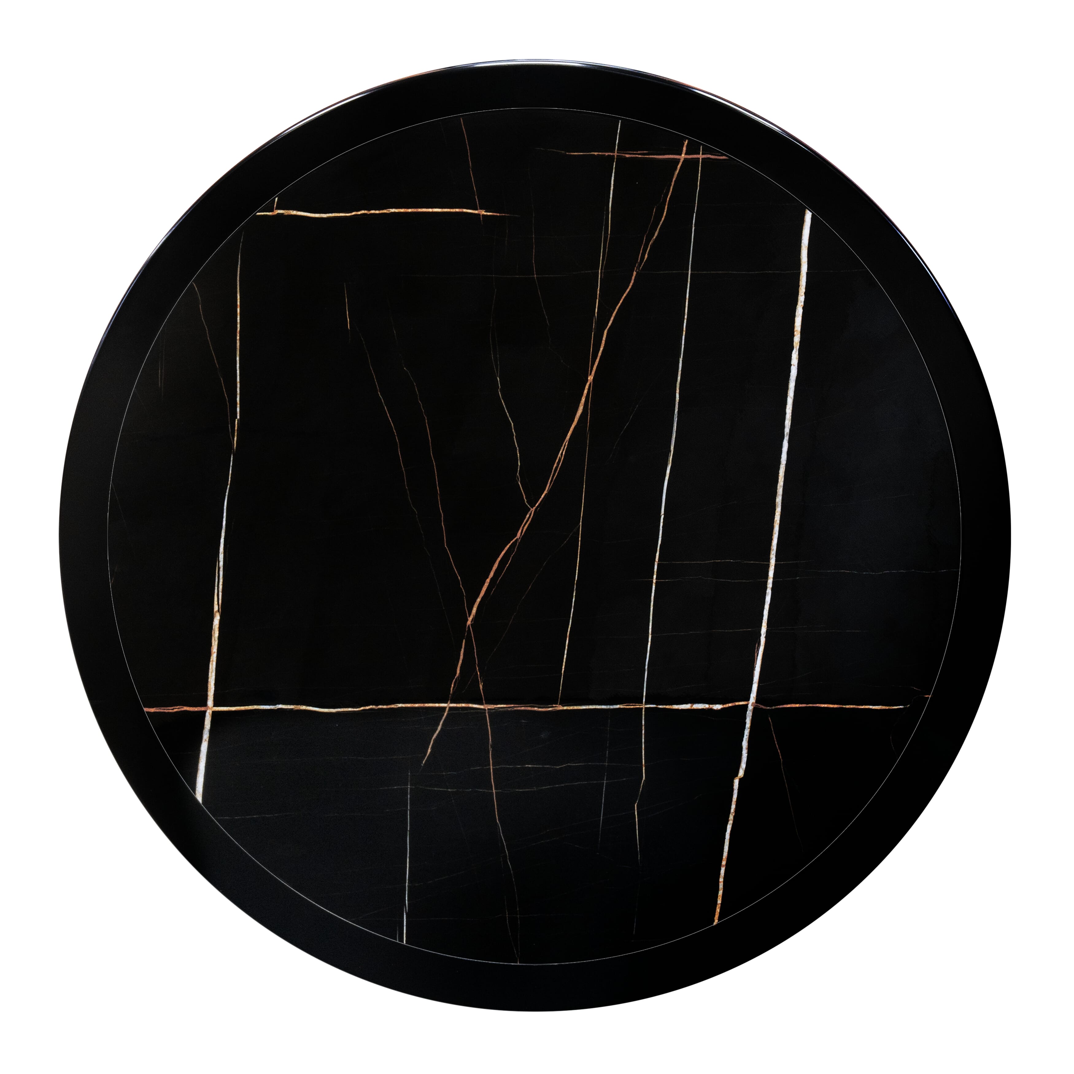 Luxe by East West Furniture - 42T-103-TP - A Round Dining Table with Lattice Black Marble Pattern tabletop, 42x42 inch, Black Finish