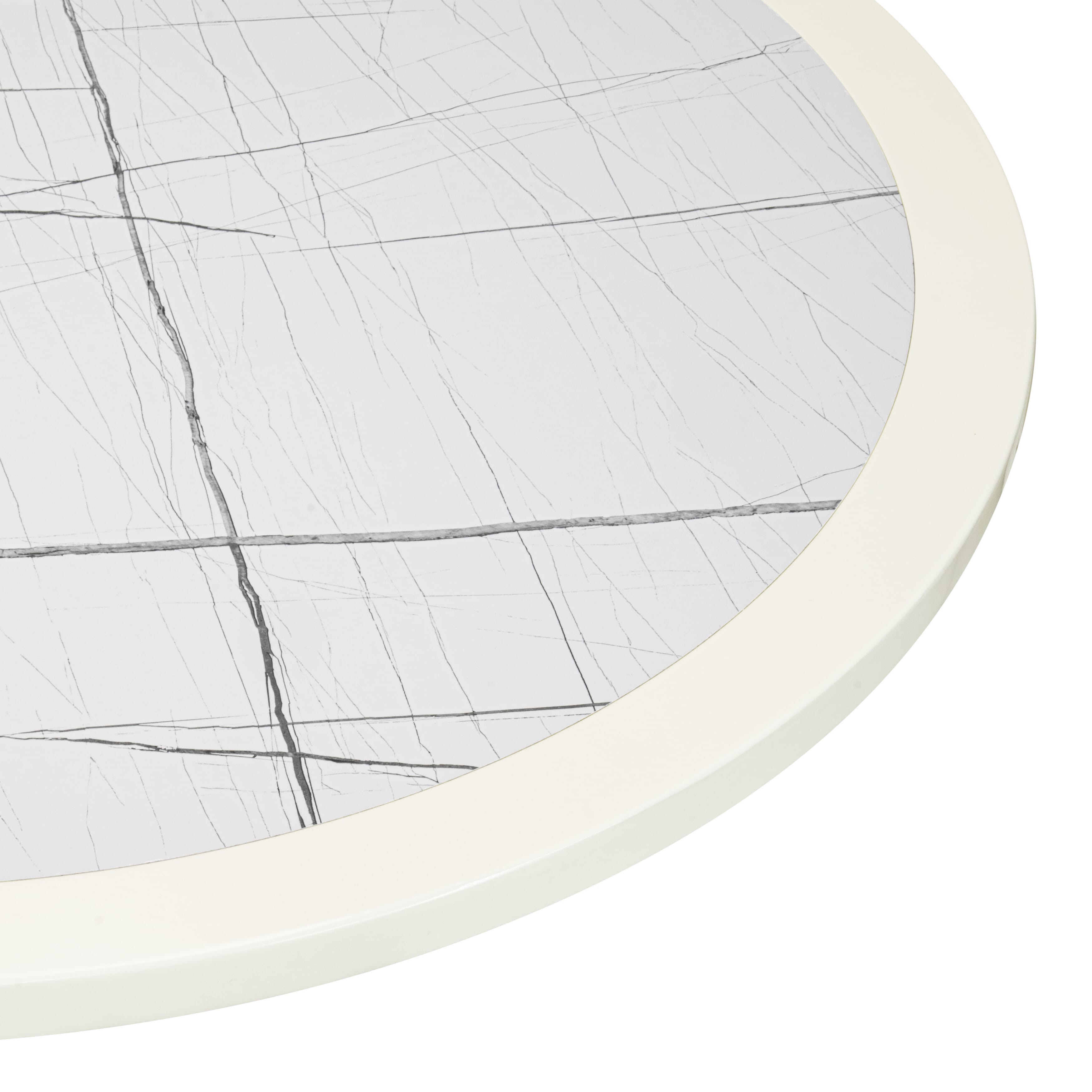 Luxe by East West Furniture 42AB5-208-02 -5 pc Modern Dining Set Includes a Round Table and 4 Light Beige Linen Fabric Kitchen Chairs with High Back - Linen White