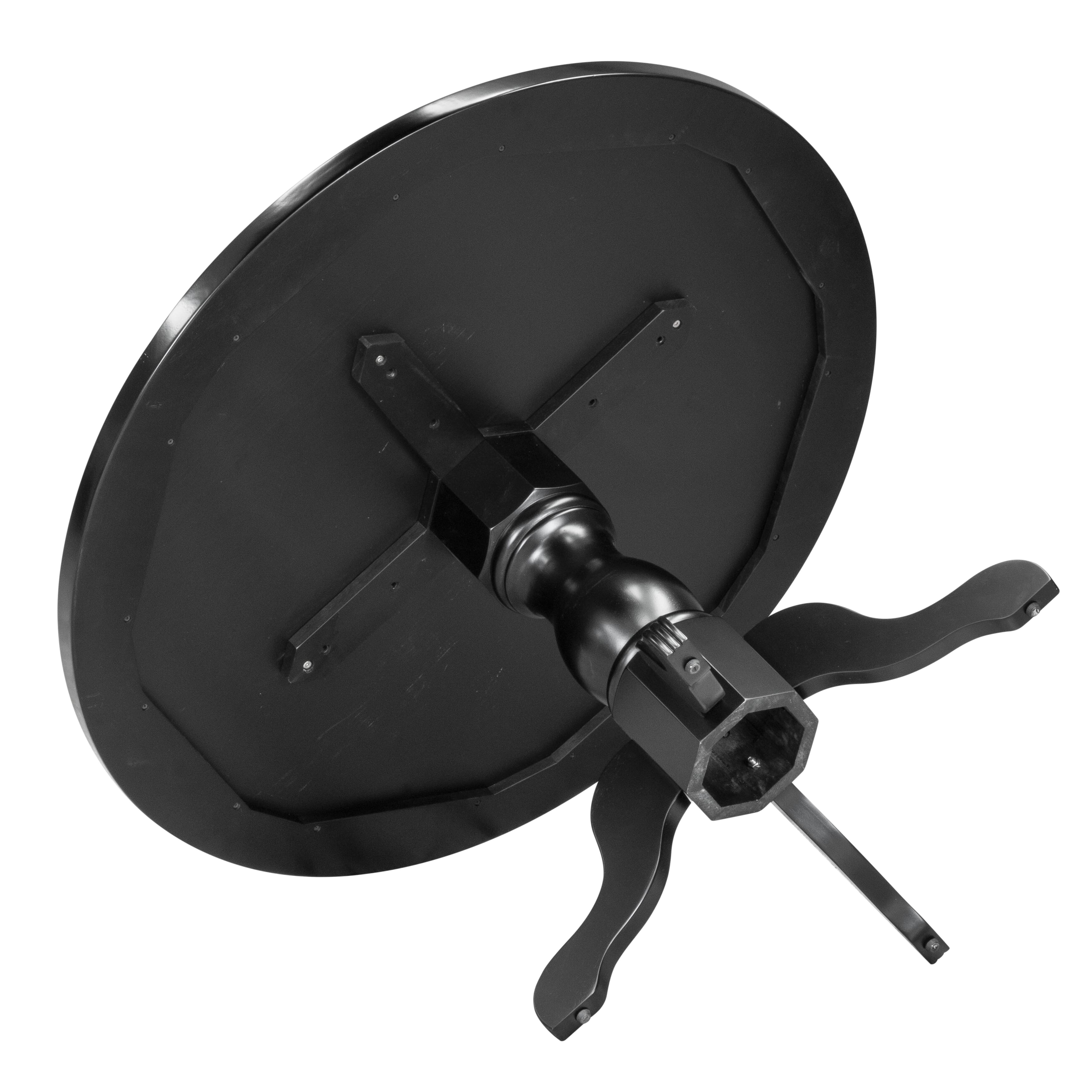 Luxe by East West Furniture - 48T-109-TP - A Round Modern Kitchen Table with Ebony Wave Marble Pattern tabletop, 42x42 inch, Black Finish