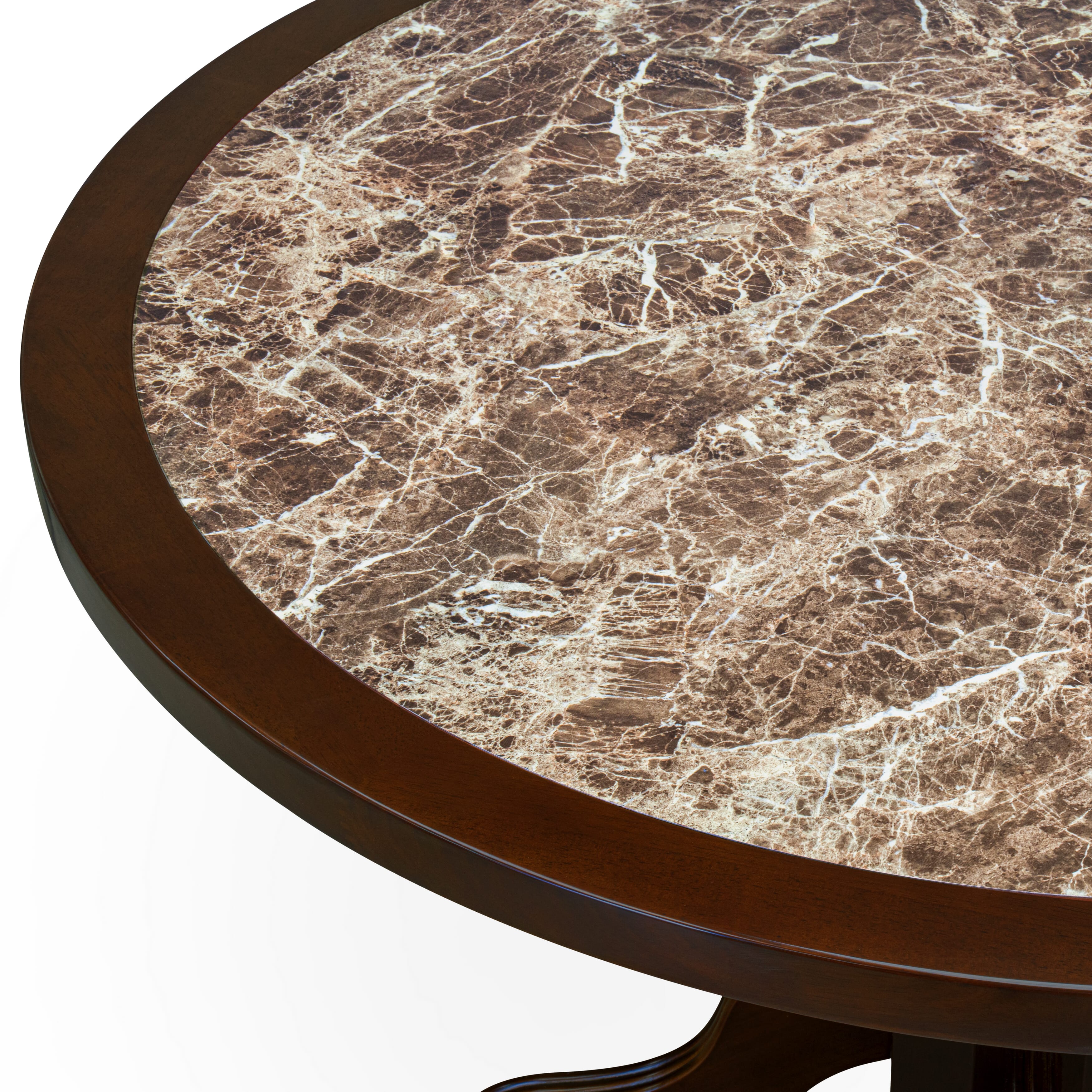 Luxe by East West Furniture - 48T-312-TP - A Round Mid-Century Dining Table with Rippled Sand Marble Pattern tabletop, 42x42 inch, Mahogany Finish