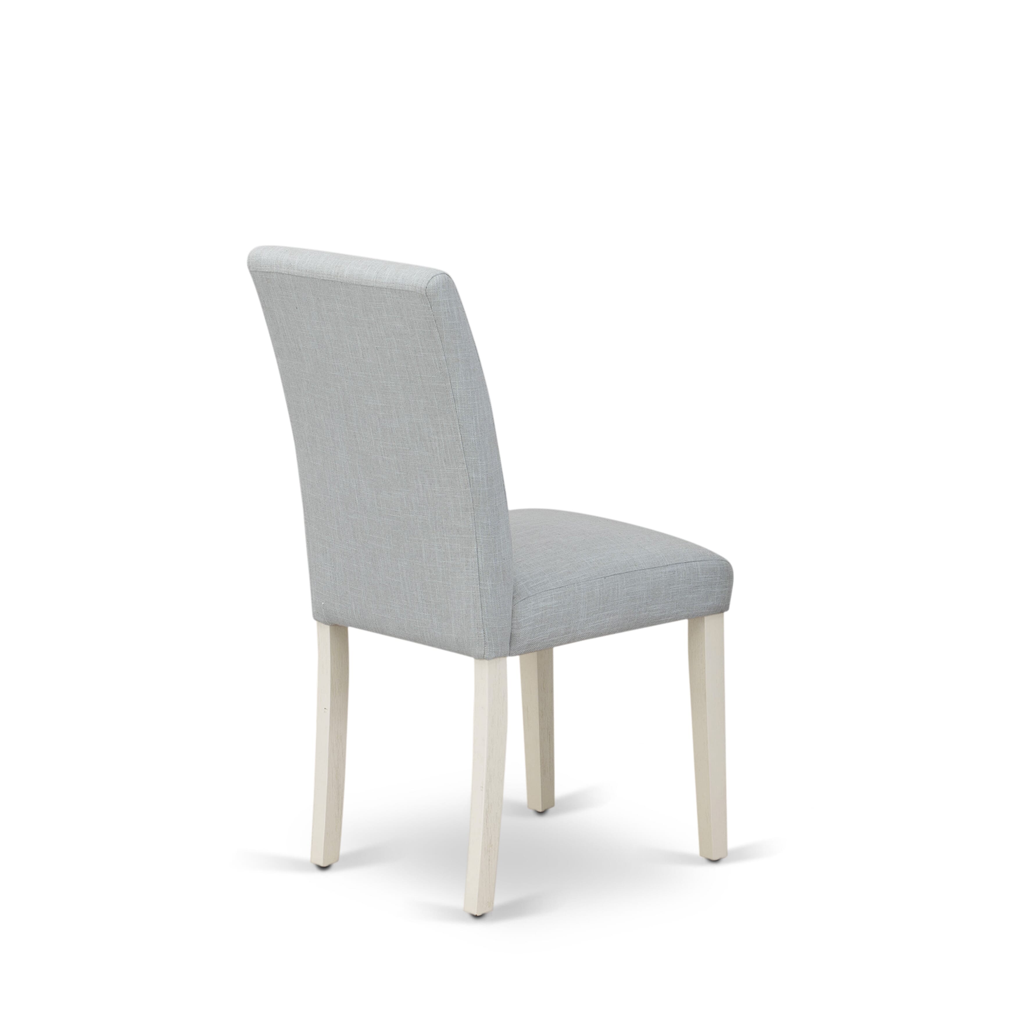 East West Furniture AMAB5-ABC-15 5 Piece Dining Room Set Consists of 1 Wooden Dining Table and 4 Baby Blue Linen Fabric Dining Room Chairs with High Back - Wire Brush Buttercream Finish