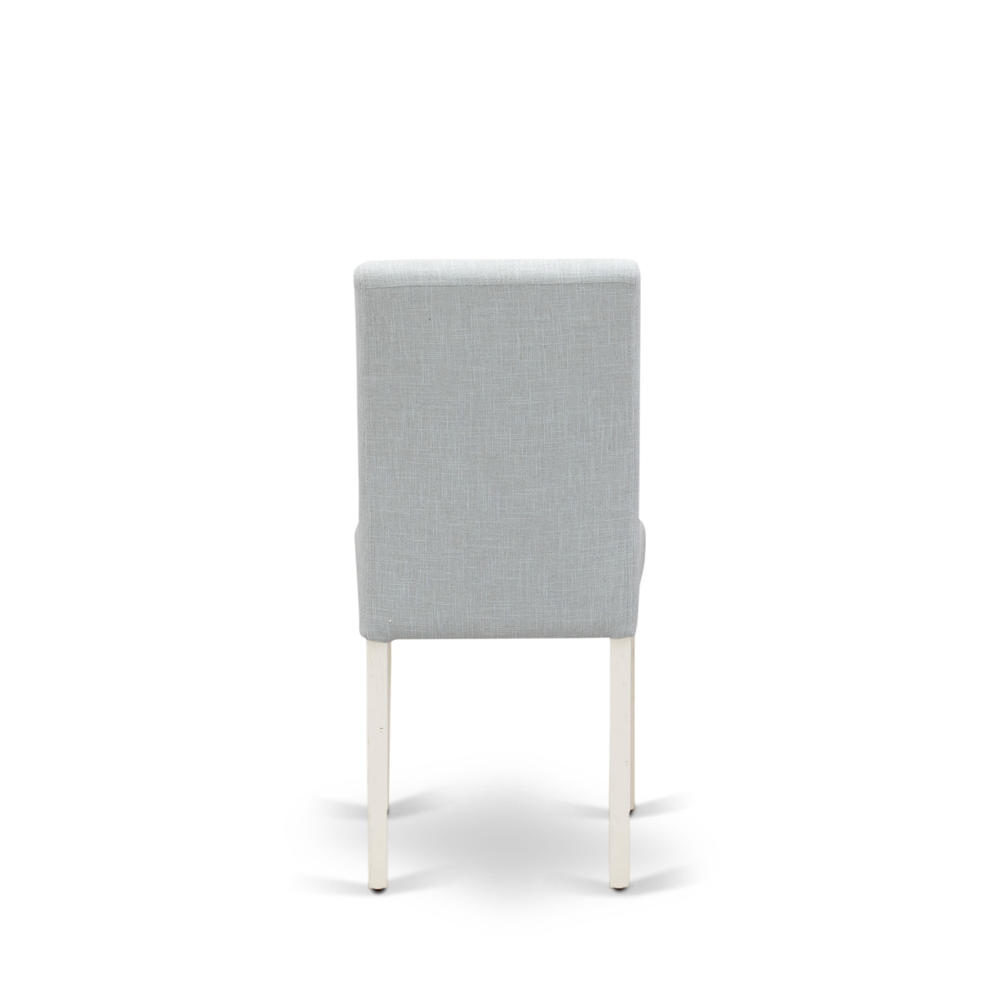 East West Furniture AMAB3-ABC-15 3 Piece Kitchen Table Set Consists of 1 Modern Dining Table and 2 Baby Blue Linen Fabric Dining Room Chairs with High Back - Wire Brush Butter cream Finish