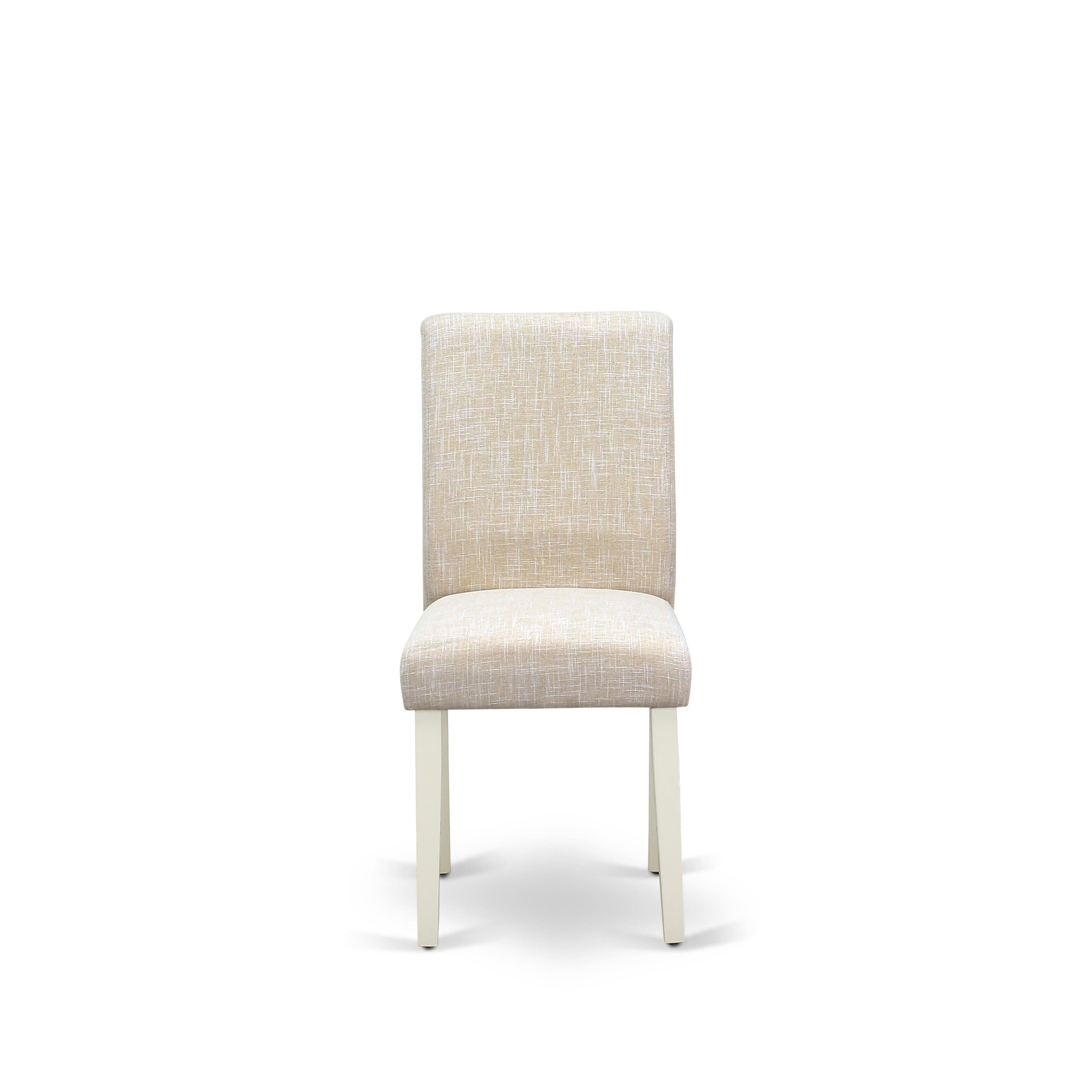 Luxe by East West Furniture 48AB3-204-02 3-piece mid-century kitchen Set Consists a round pedestal table and 2 High Back Parsons chairs with Light Beige Linen Fabric, Linen White finish.