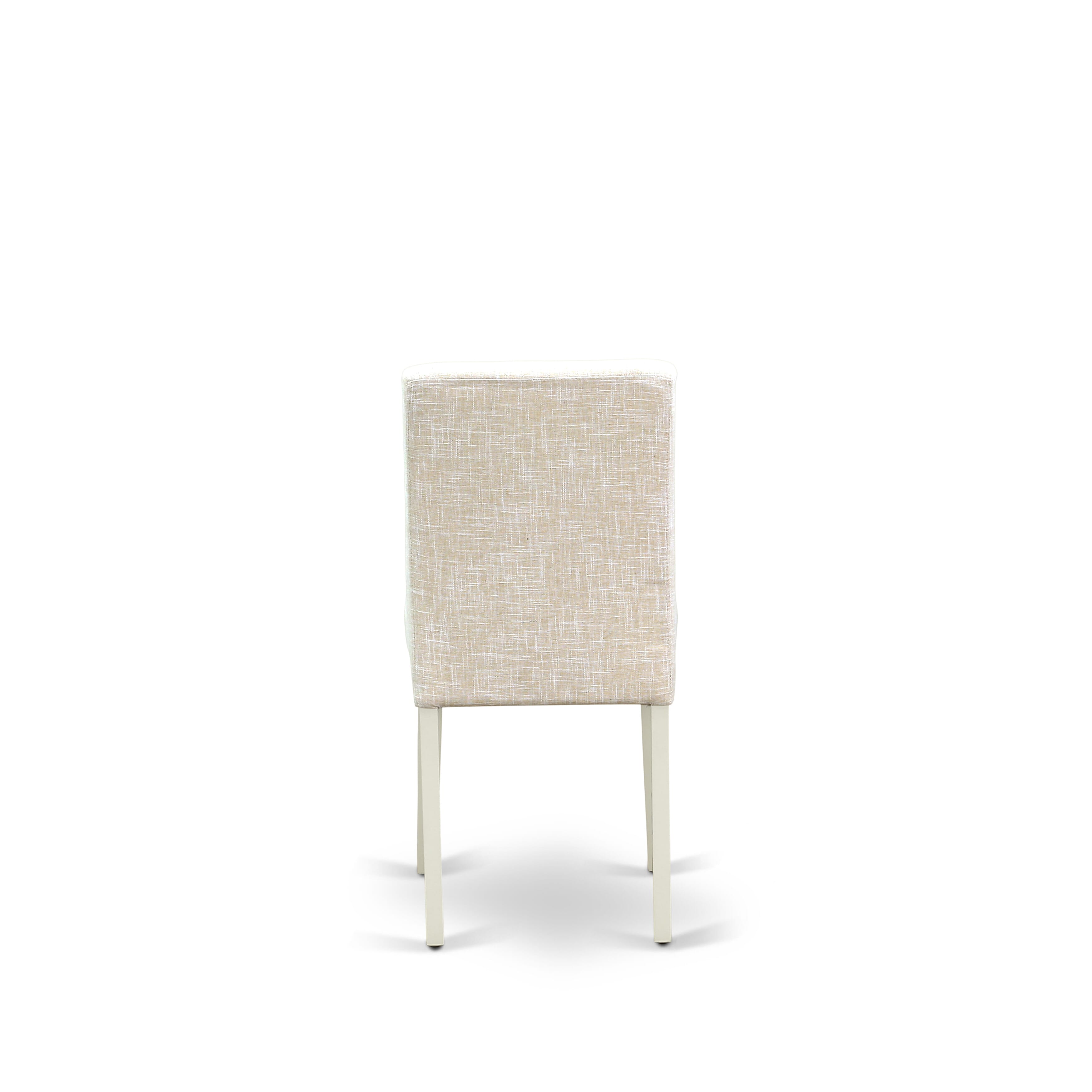 Luxe by East West Furniture 42AB3-208-02 -3 pc Modern Dining Table Set contains a Round Table and 2 Light Beige Linen Fabric Dining Room Chairs with High Back - Linen White