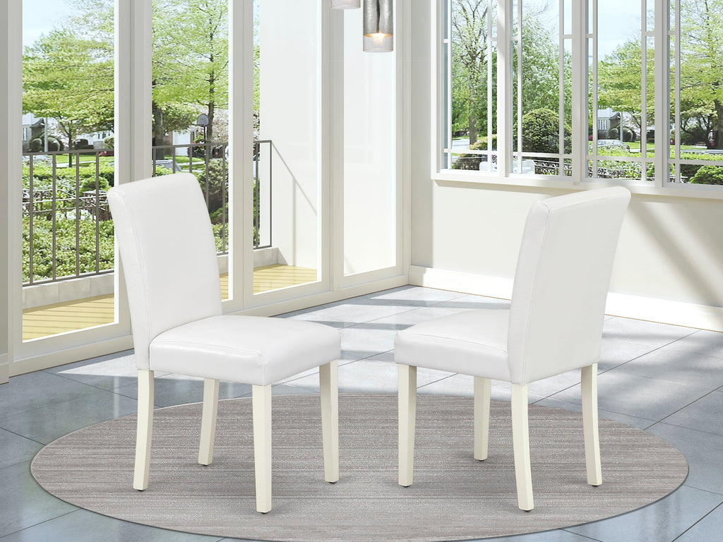 East West Furniture V077AB264-6 6-Piece Dining Room Table Set with Kitchen Table top and Wooden Bench Indoor - 4 PU faux Leather Dining Chairs (linen white Finish)