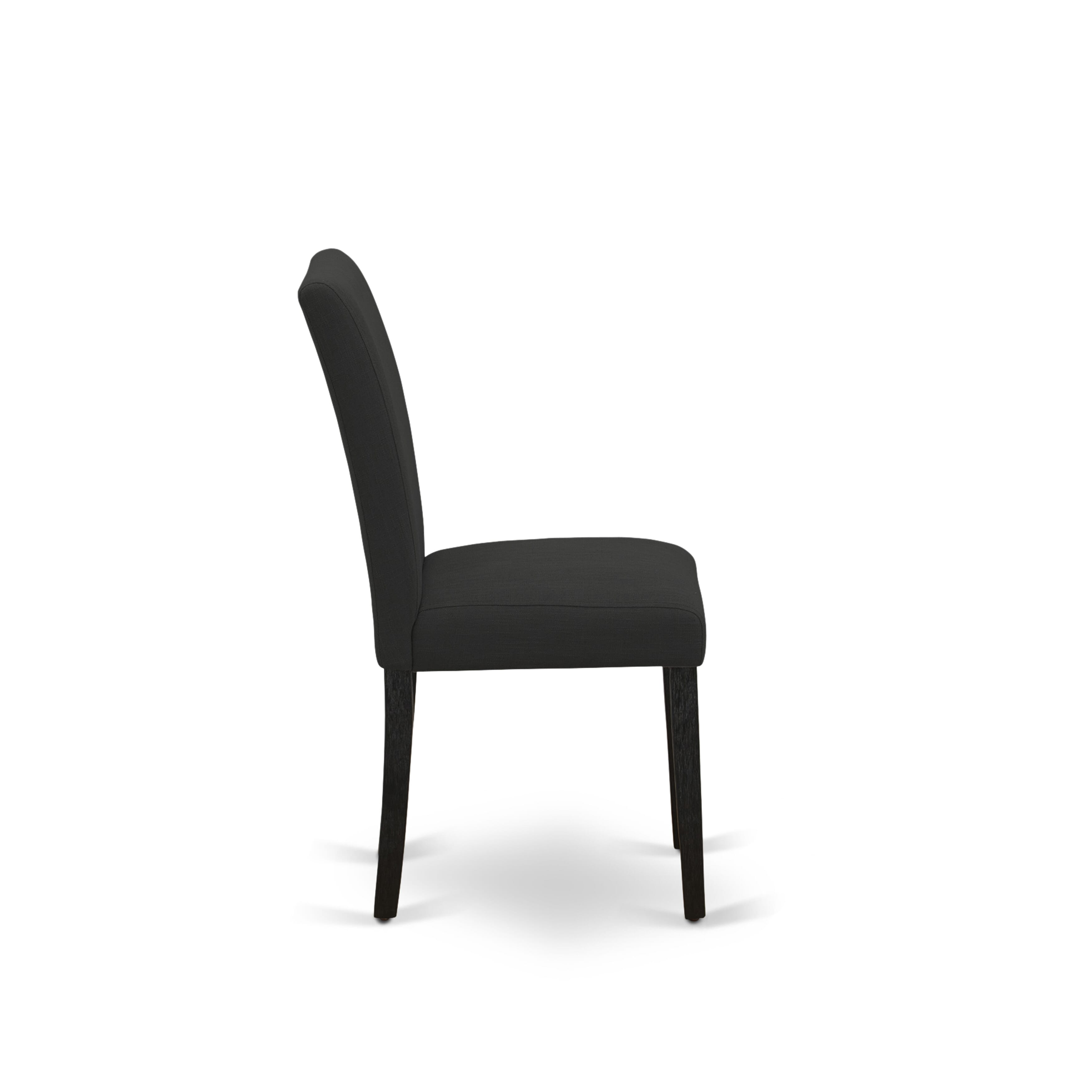 X07AB-B06-24 9-piece Xtenczar Dining Table Set a Rectangular Kitchen Table and a wooden Bench and 7 Black Linen Fabric Dining Chair, Wire Brushed Black
