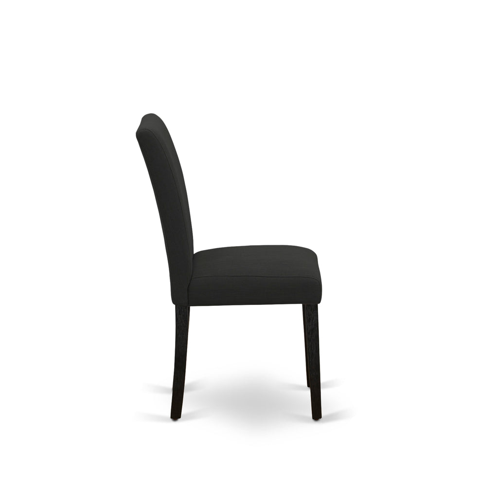 Luxe East West Furniture X07AB-B06-24 9-piece Dining Room Table Set a Rectangular Kitchen Table and a wooden Bench and 7 Black Linen Fabric Dining Chair