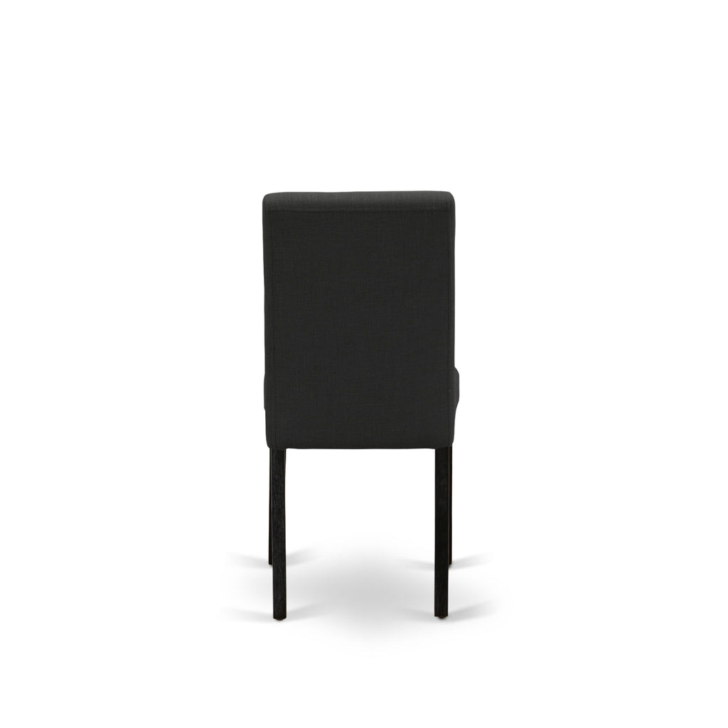 Luxe East West Furniture X07AB-B06-24 9-piece Dining Room Table Set a Rectangular Kitchen Table and a wooden Bench and 7 Black Linen Fabric Dining Chair