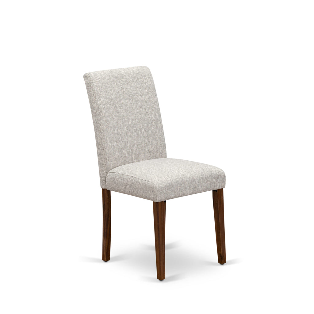 East West Furniture F2AB7-N35 7 Piece Dining Set Consist of a Round Dining Room Table with Pedestal and 6 Doeskin Linen Fabric Upholstered Parson Chairs