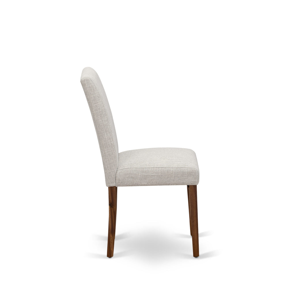 East West Furniture F2AB7-N35 7 Piece Dining Set Consist of a Round Dining Room Table with Pedestal and 6 Doeskin Linen Fabric Upholstered Parson Chairs