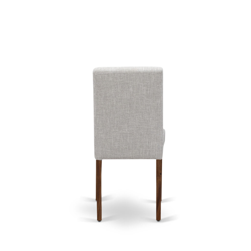 East West Furniture F2AB7-N35 7 Piece Dining Set Consist of a Round Dining Room Table with Pedestal and 6 Doeskin Linen Fabric Upholstered Parson Chairs