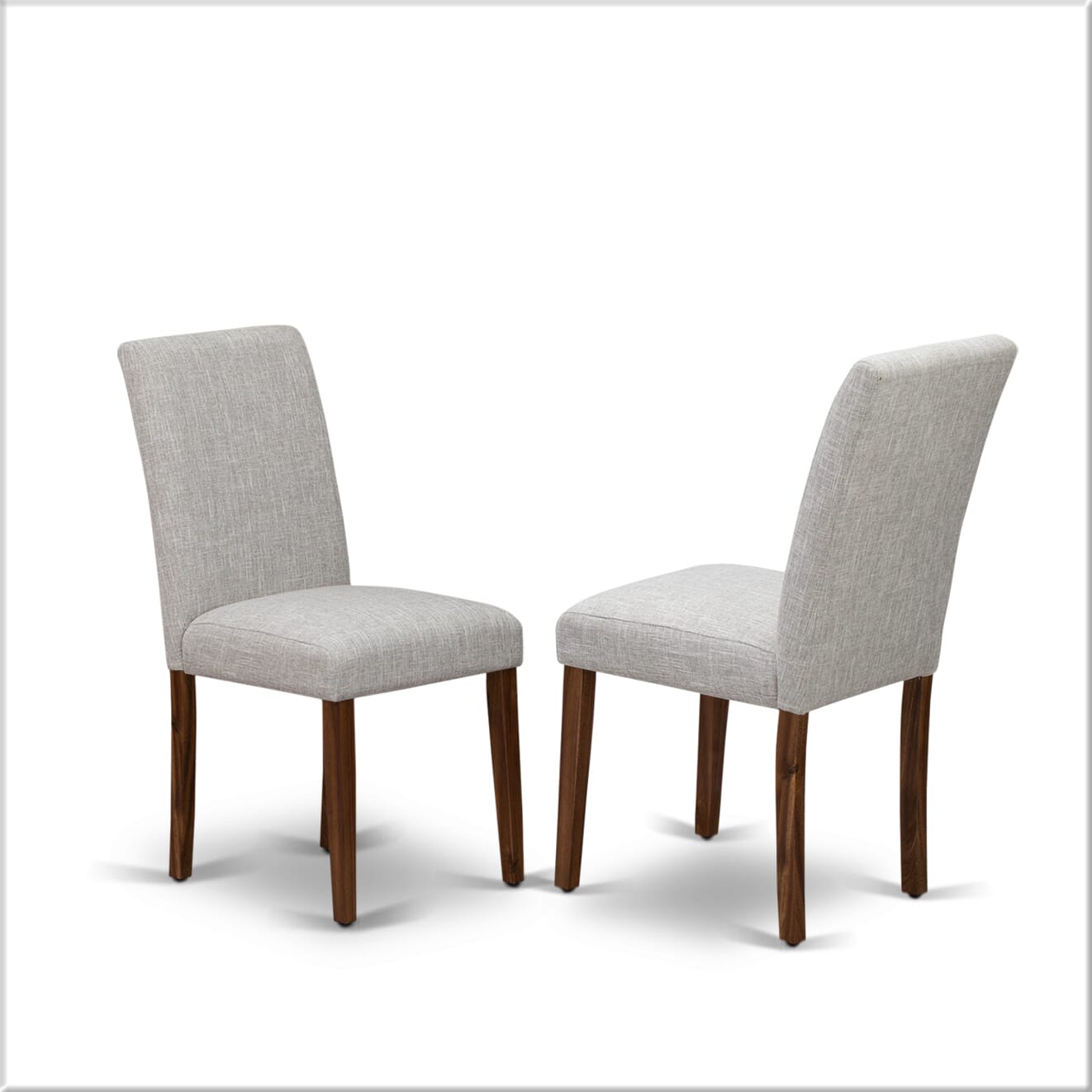 East West Furniture F2AB7-N35 7-Piece Dinette Set - Kitchen Pedestal Table and 6 Doeskin Color Parson Wood Chairs with High Back - Antique Walnut Finish