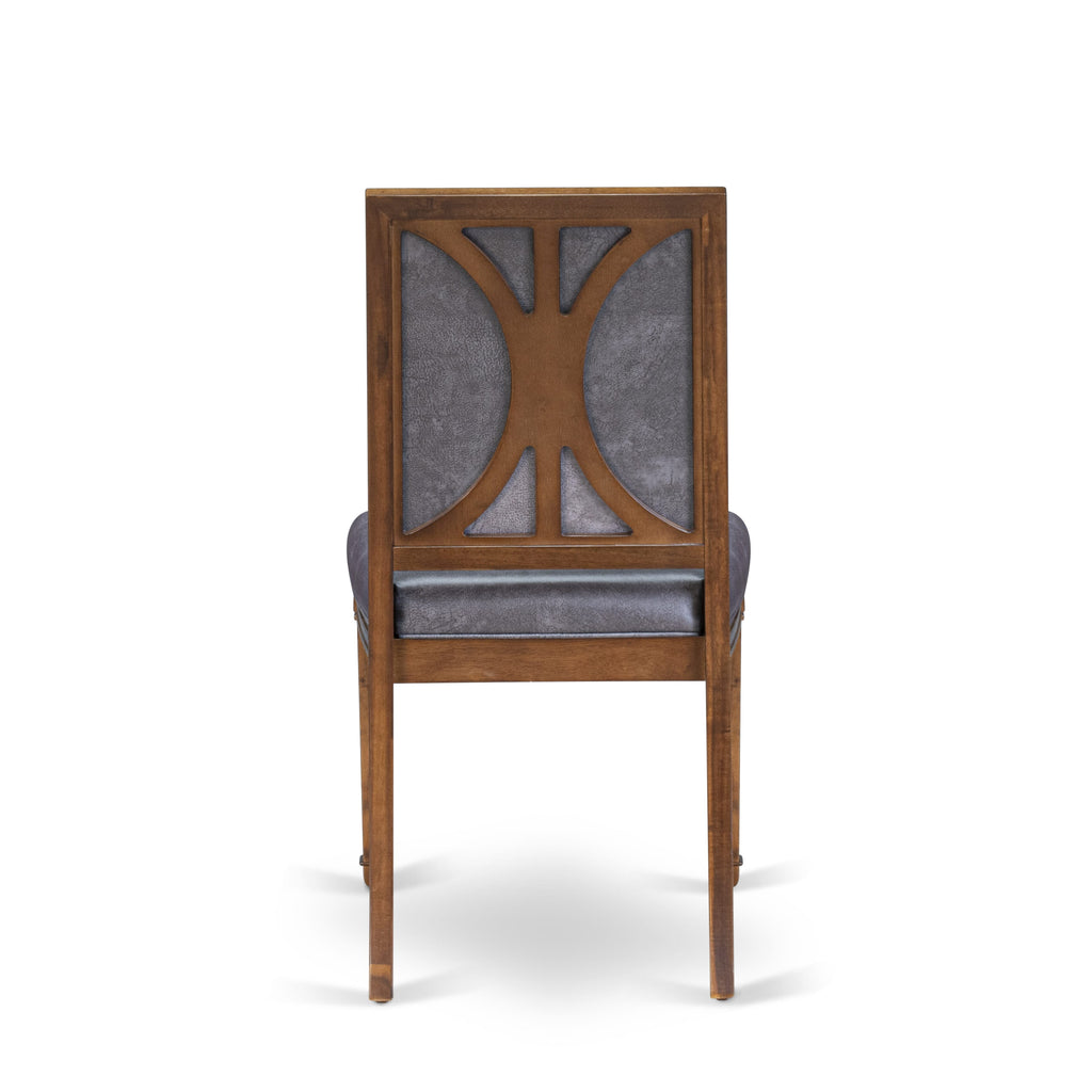 Luxe by East West Furniture - AMC-AWA-34 - Parson Dining Room Chairs with Dark Grey PU Leather Padded Chairs, set of 2, Antique Walnut Finish