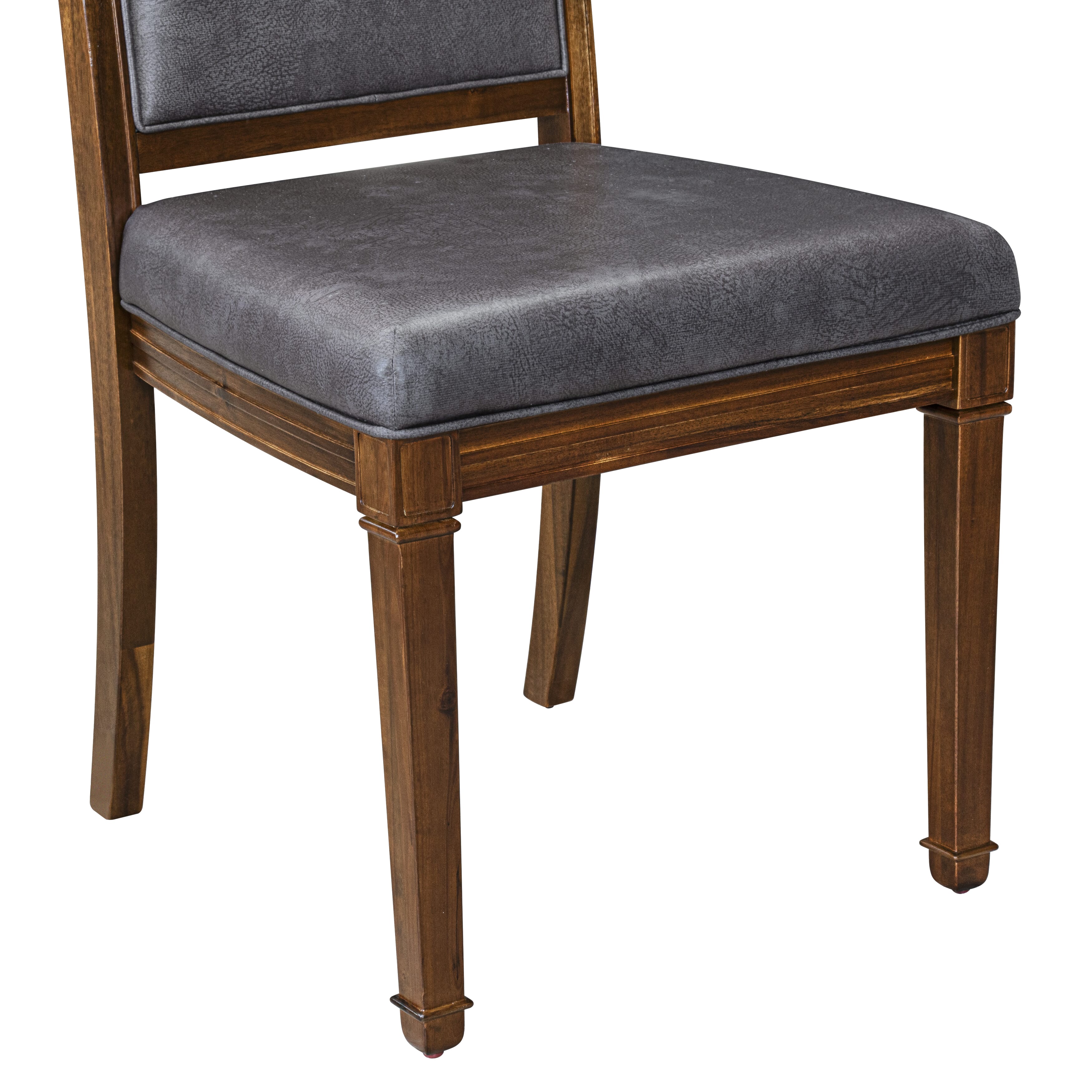 Luxy by East West Furniture - AMC-AWA-34 - Parson Dining Room Chairs with Button Tufted Light Beige PU Leather Padded Chairs, set of 2, Antique Walnut Finish
