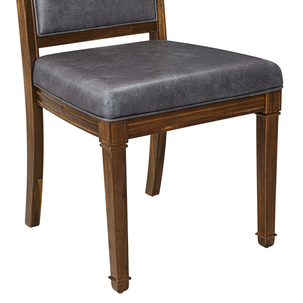 Luxe by East West Furniture - AMC-AWA-34 - Parson Dining Room Chairs with Dark Grey PU Leather Padded Chairs, set of 2, Antique Walnut Finish