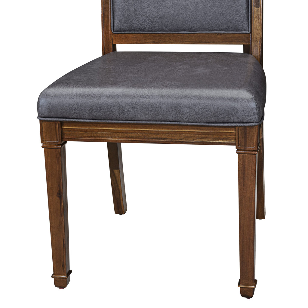 Luxe by East West Furniture - AMC-AWA-34 - Parson Dining Room Chairs with Dark Grey PU Leather Padded Chairs, set of 2, Antique Walnut Finish