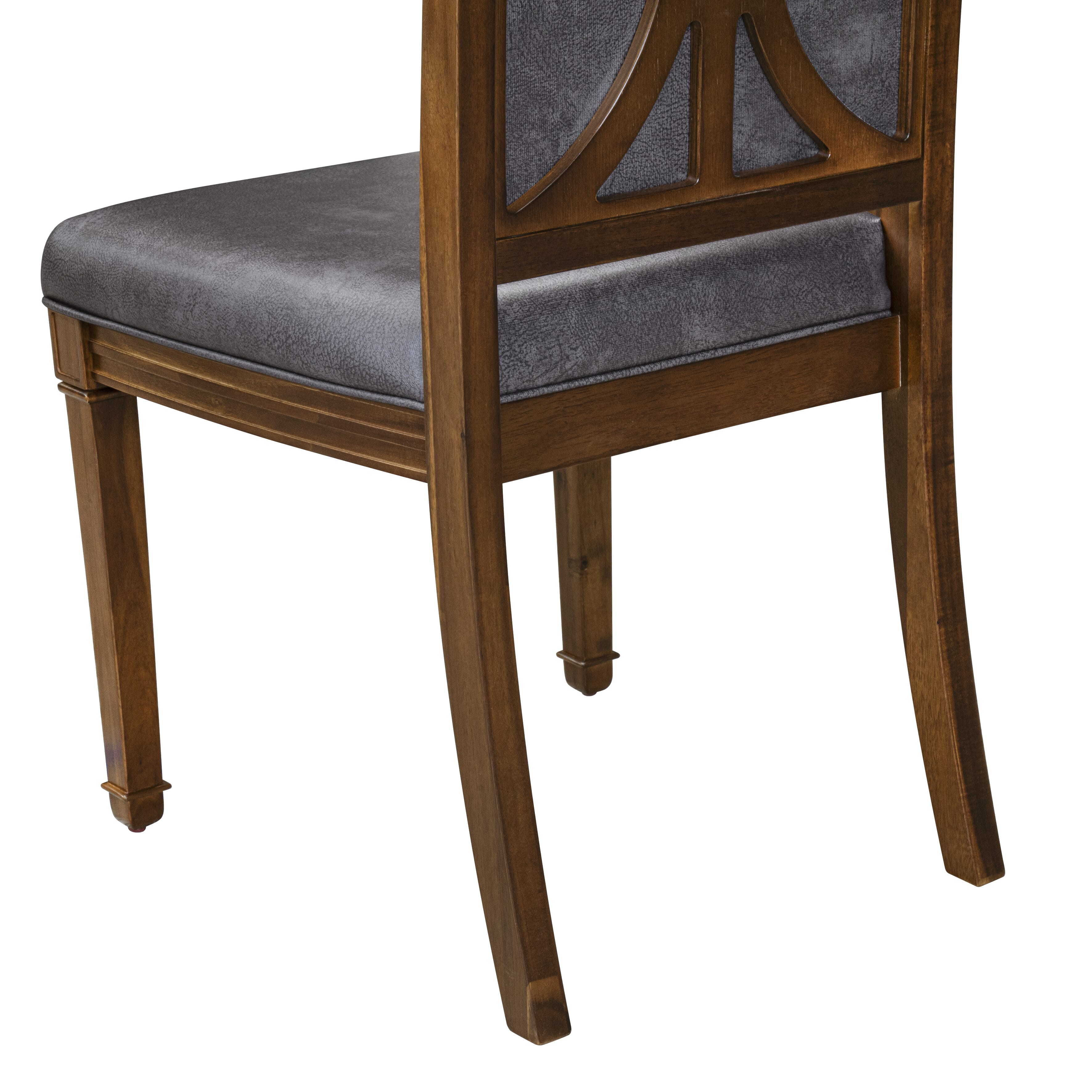 Luxe by East West Furniture LEAM9-AWA-34 9-piece Kitchen Table Set consists of a Dining Table and 8 Dark Grey PU Leather kitchen Chairs with High Back - Antique Walnut Finish