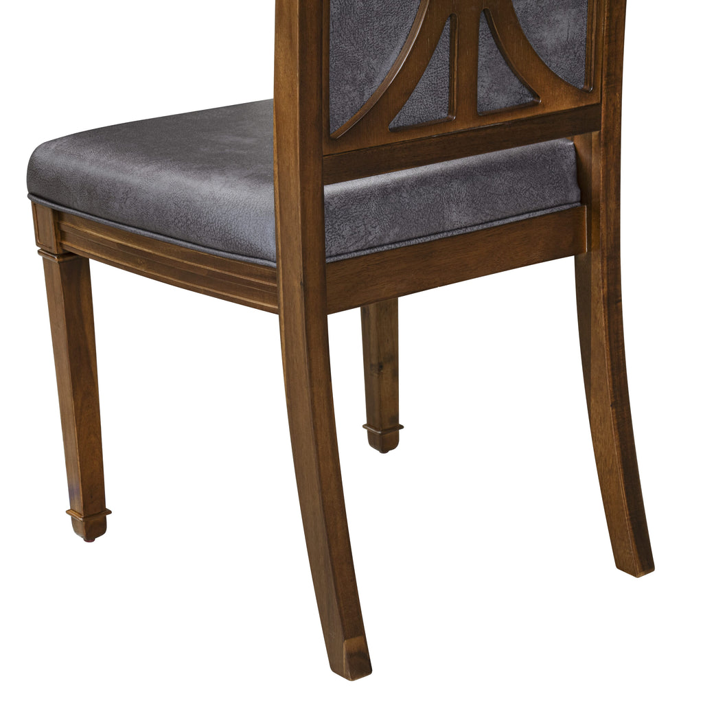 Luxe by East West Furniture - AMC-AWA-34 - Parson Dining Room Chairs with Dark Grey PU Leather Padded Chairs, set of 2, Antique Walnut Finish