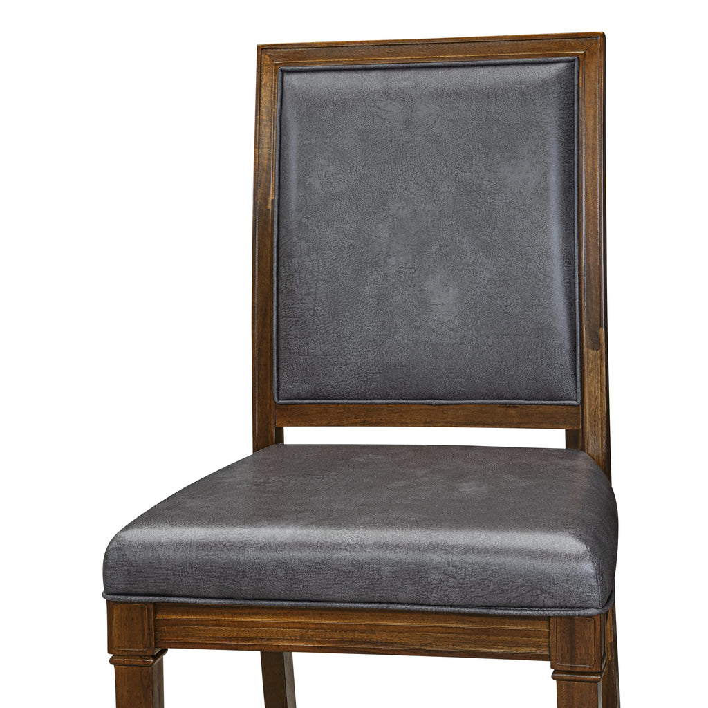 Luxe by East West Furniture - AMC-AWA-34 - Parson Dining Room Chairs with Dark Grey PU Leather Padded Chairs, set of 2, Antique Walnut Finish