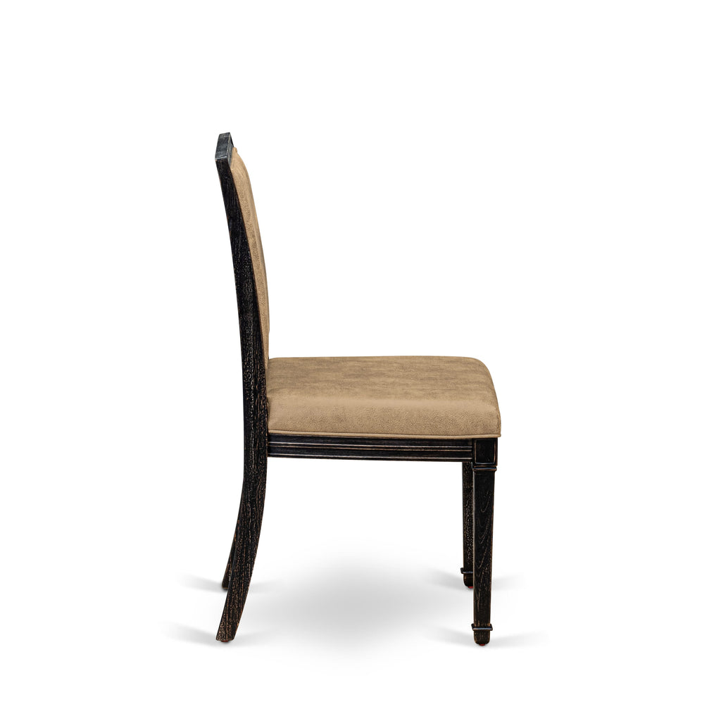Luxe by East West Furniture - AMC-SBB-28 - Upholstered Dining Chairs with Beige PU Leather Upholstered Chairs, set of 2, Sand Blasted Black Finish