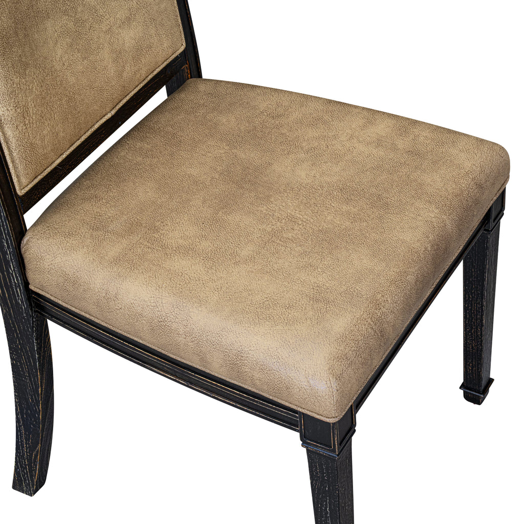 Luxe by East West Furniture - AMC-SBB-28 - Upholstered Dining Chairs with Beige PU Leather Upholstered Chairs, set of 2, Sand Blasted Black Finish