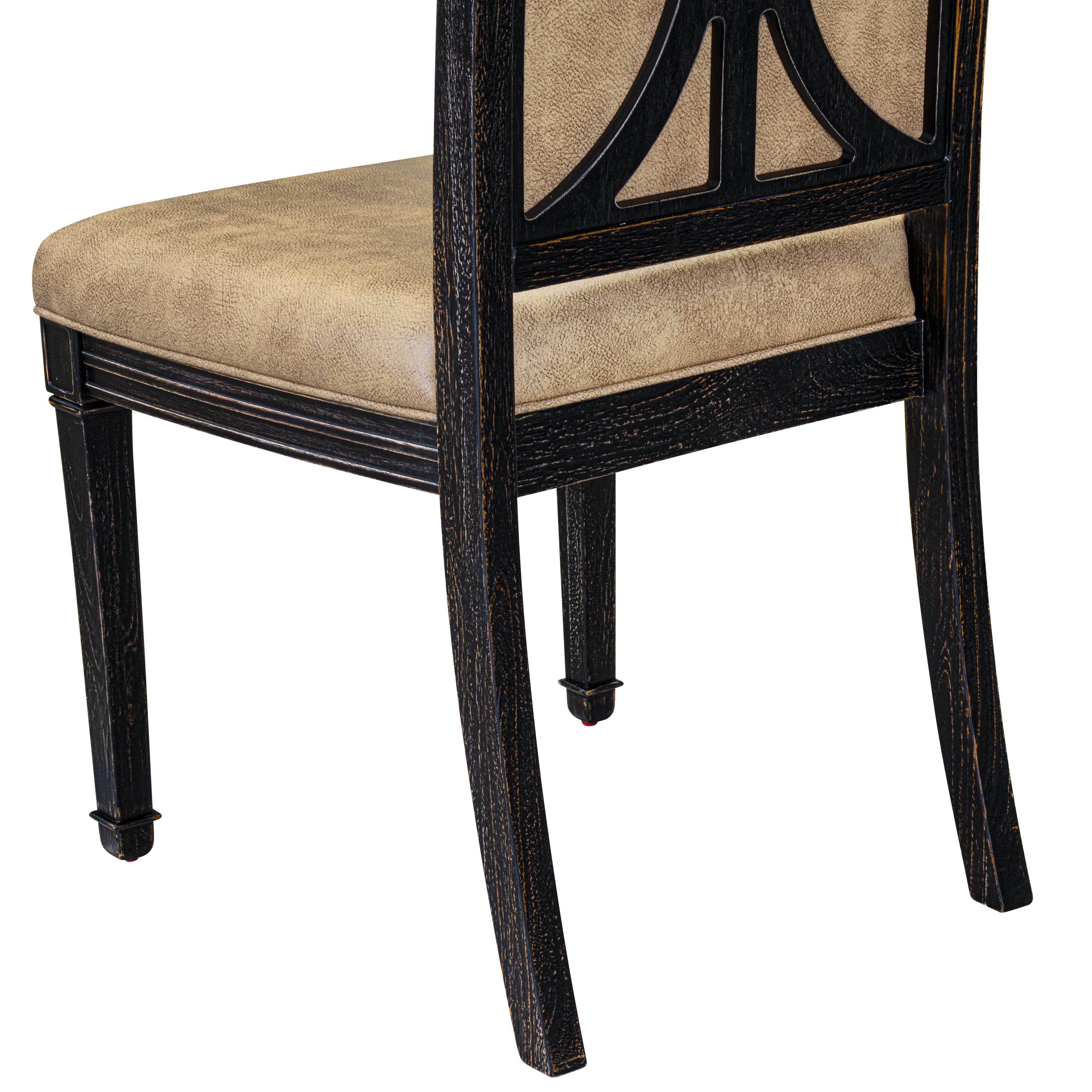 Luxe by East West Furniture NEAM9-SBB-28 9-piece Dining Table Set includes a Modern Dining Table and 8 Beige PU Leather kitchen Chairs with High Back - Sand Blasting Black Finish