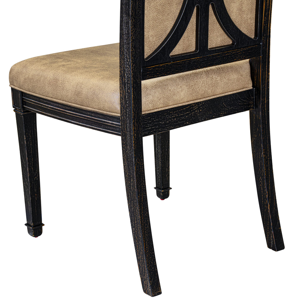 Luxe by East West Furniture - AMC-SBB-28 - Upholstered Dining Chairs with Beige PU Leather Upholstered Chairs, set of 2, Sand Blasted Black Finish