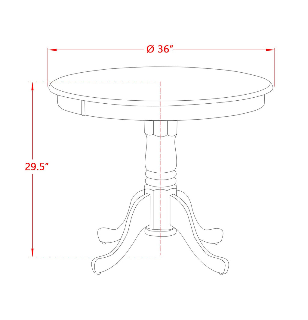 East West Furniture ASX13-AWA-04 -3 Piece Dining Set Includes a Round Kitchen Table with Antique Walnut Tabletop and 2 Stackable Linen Fabric Chairs
