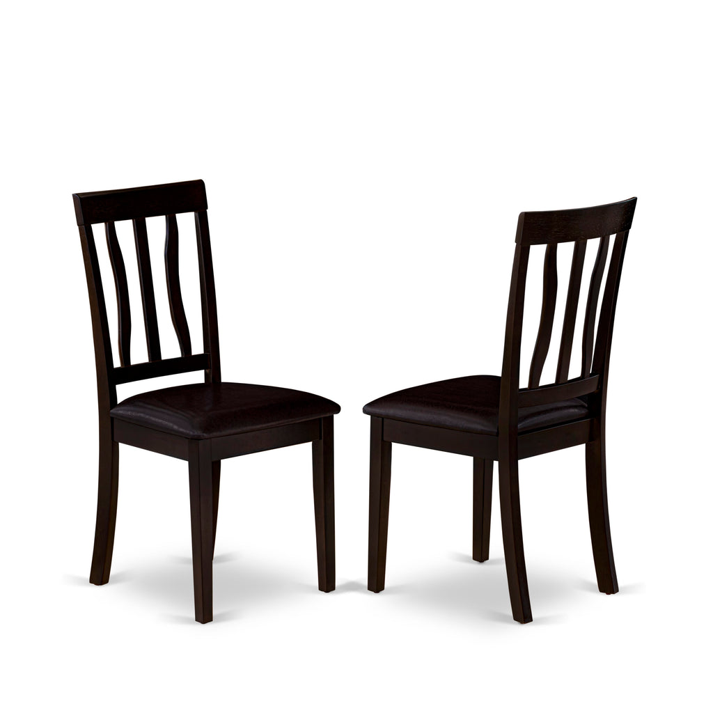 Juego de comedor de 5 piezas East West Furniture BOAN5-CAP-LC. Incluye una mesa de comedor redonda y 4 sillas de comedor de cocina de cuero sintético.