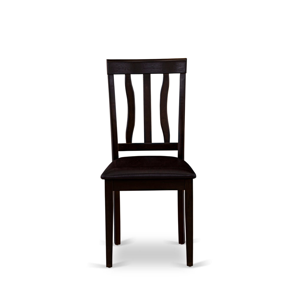 Juego de comedor de 5 piezas East West Furniture BOAN5-CAP-LC. Incluye una mesa de comedor redonda y 4 sillas de comedor de cocina de cuero sintético.