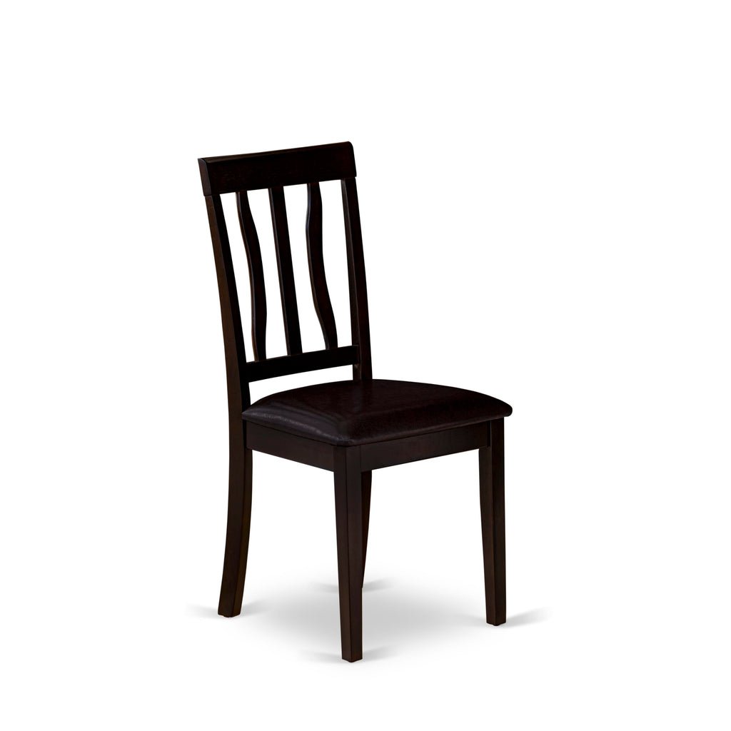 Juego de comedor de 5 piezas East West Furniture BOAN5-CAP-LC. Incluye una mesa de comedor redonda y 4 sillas de comedor de cocina de cuero sintético.
