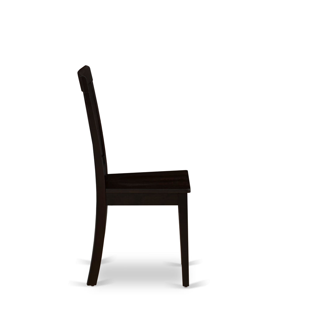 Juego de mesa de cocina de 3 piezas East West Furniture BOAN3-CAP-W para espacios pequeños. Contiene una mesa de comedor redonda y 2 sillas con asiento de madera maciza.