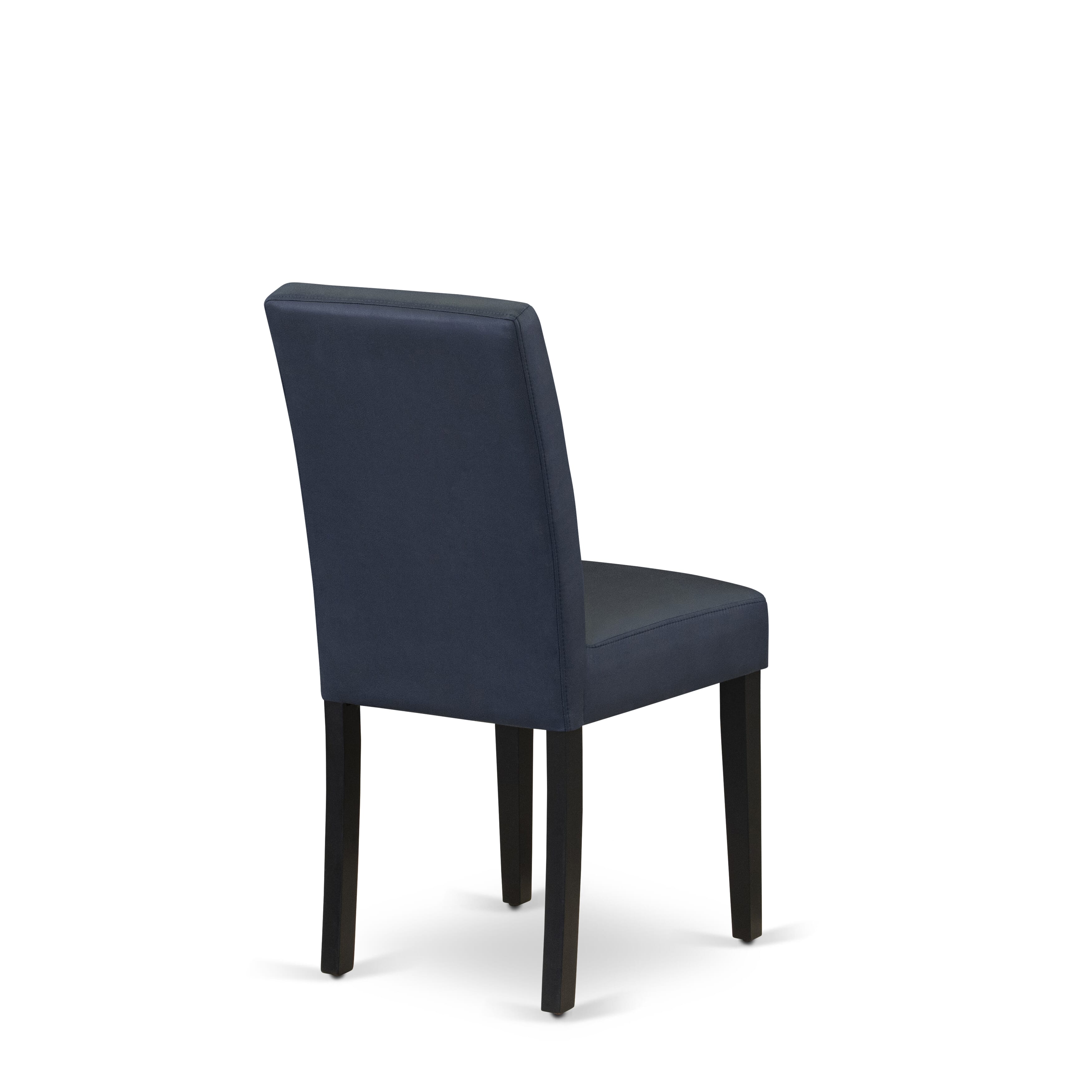 Luxe by East West Furniture 42AS5-103-09 -5 pc Dining Table Set consists of a Round Table and 4 Dark Navy Blue Faux Leather Dining Room Chairs with Stylish Back - Wire brushed Black