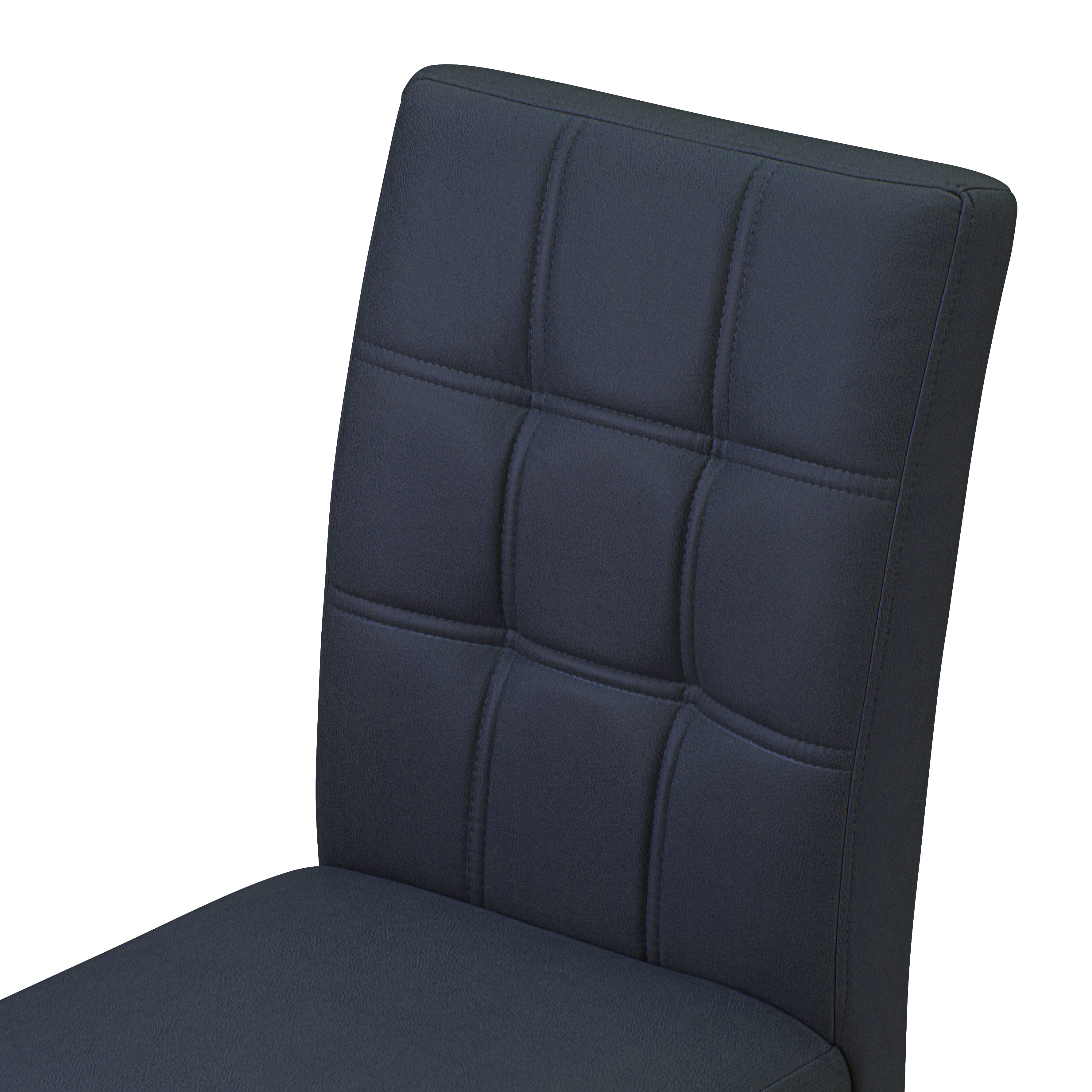 East West Furniture WEAS9-BLK-09 9 Piece Dinner Table Set Consist of a Dining Table and 8 Dark Navy Blue Faux Leather Wood Chairs with Stylish Back- Black Finish