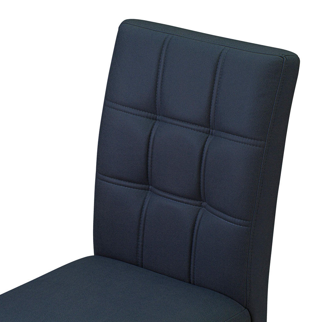 East West Furniture DUAS7-BLK-09 7 Piece Dinner Table Set contain A Kitchen Table and 6 Dark Navy Blue Faux Leather Person Kitchen Chairs with Stylish Back- Black Finish