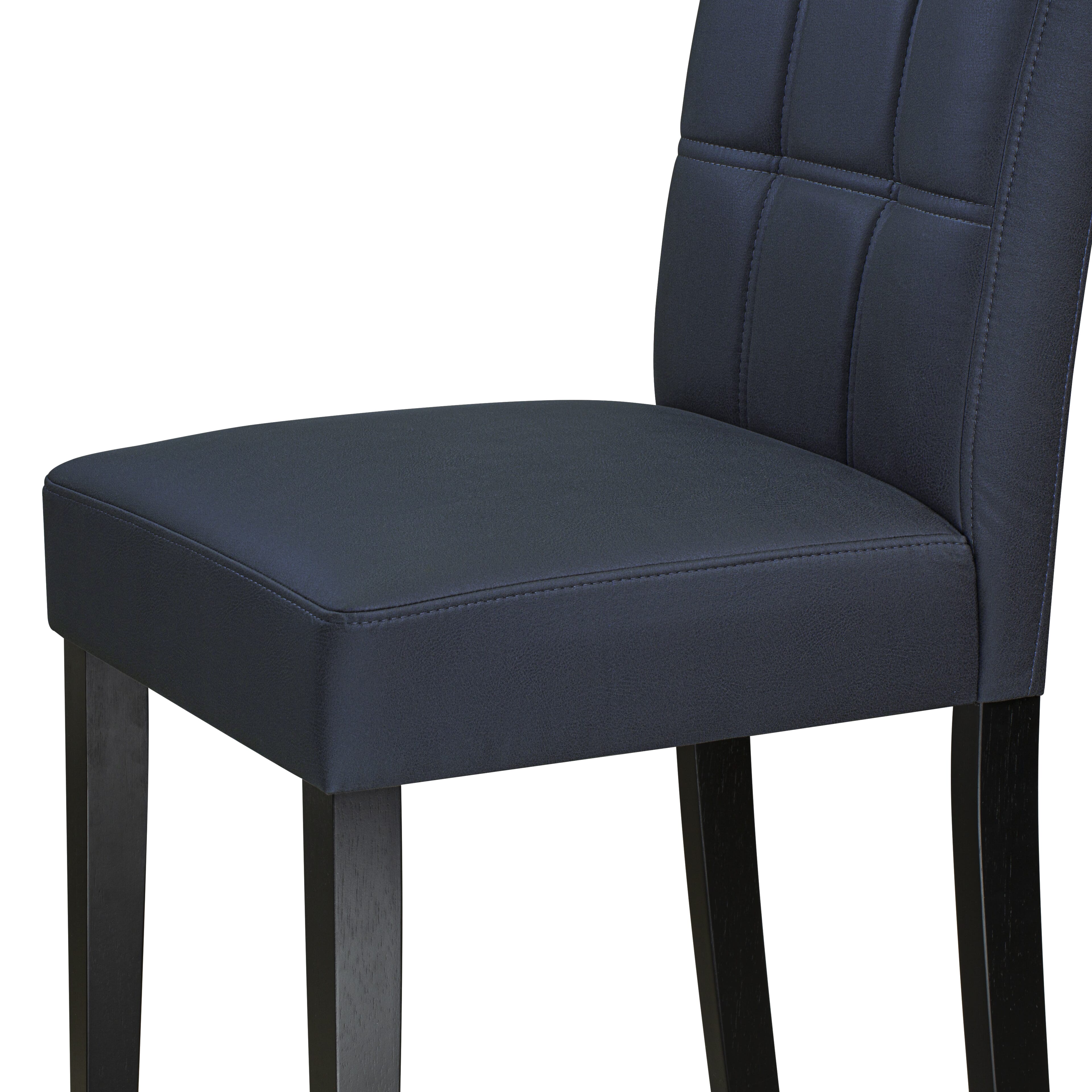 East West Furniture WEAS9-BLK-09 9 Piece Dinner Table Set Consist of a Dining Table and 8 Dark Navy Blue Faux Leather Wood Chairs with Stylish Back- Black Finish