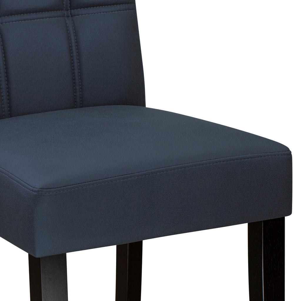 East West Furniture DUAS7-BLK-09 7 Piece Dinner Table Set contain A Kitchen Table and 6 Dark Navy Blue Faux Leather Person Kitchen Chairs with Stylish Back- Black Finish