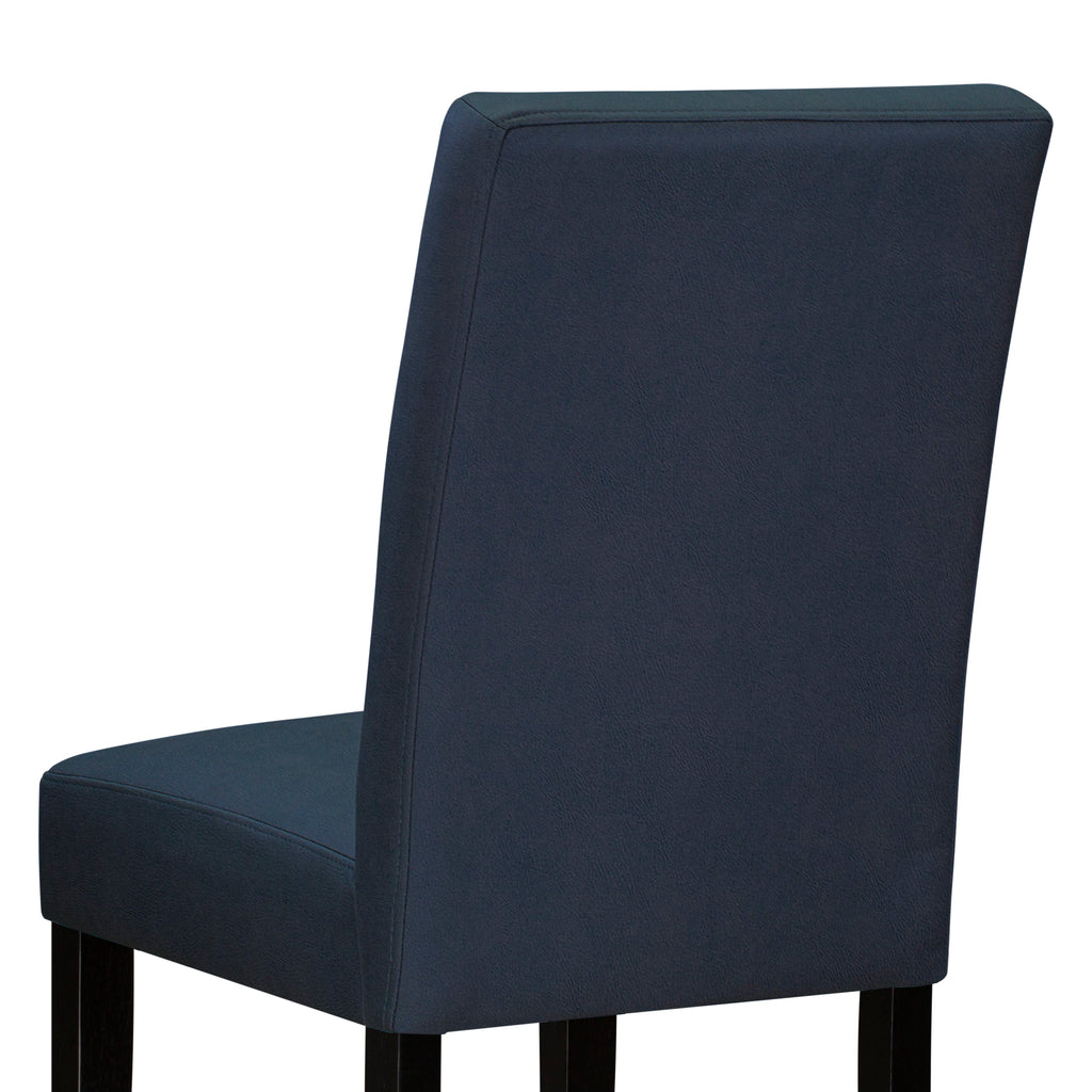 East West Furniture DUAS7-BLK-09 7 Piece Dinner Table Set contain A Kitchen Table and 6 Dark Navy Blue Faux Leather Person Kitchen Chairs with Stylish Back- Black Finish